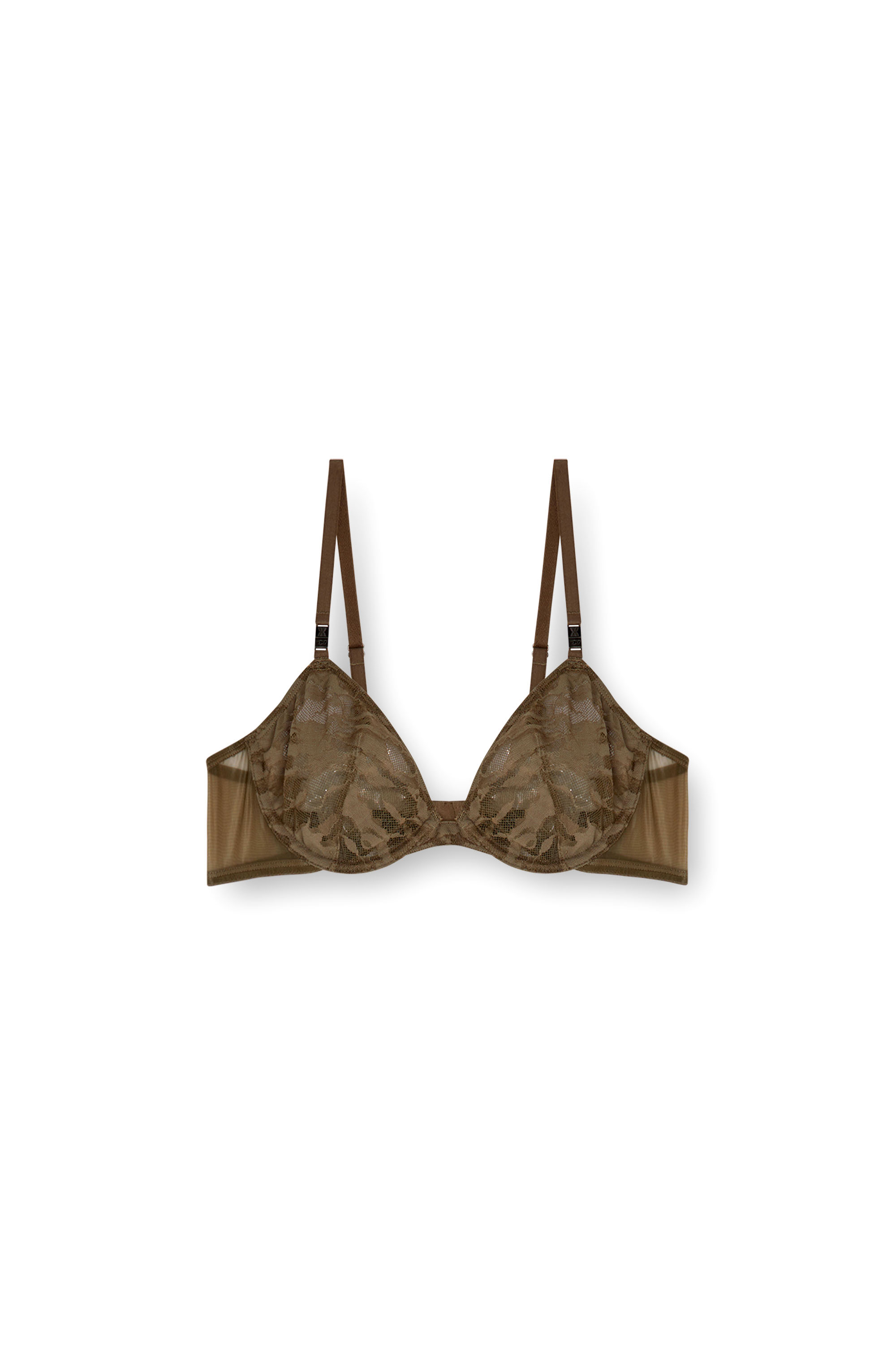 Diesel - CAMO-LACE-PLUNGE-BRA, Sujetador con escote profundo de encaje de camuflaje Mujer in Marrón - 4