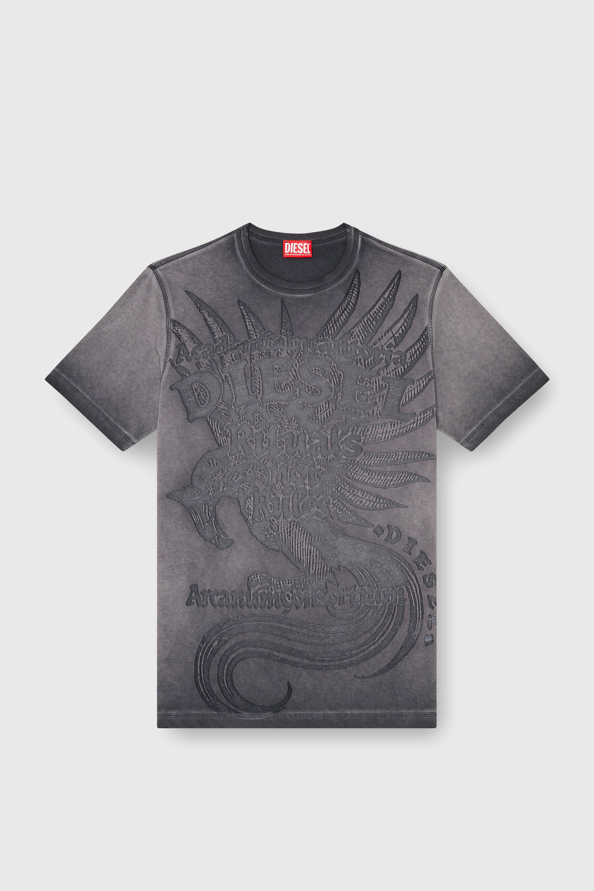 Diesel - T-RAWJUST-AA1, Camiseta de punto con gr&aacute;fico en relieve Hombre in Gris - 2
