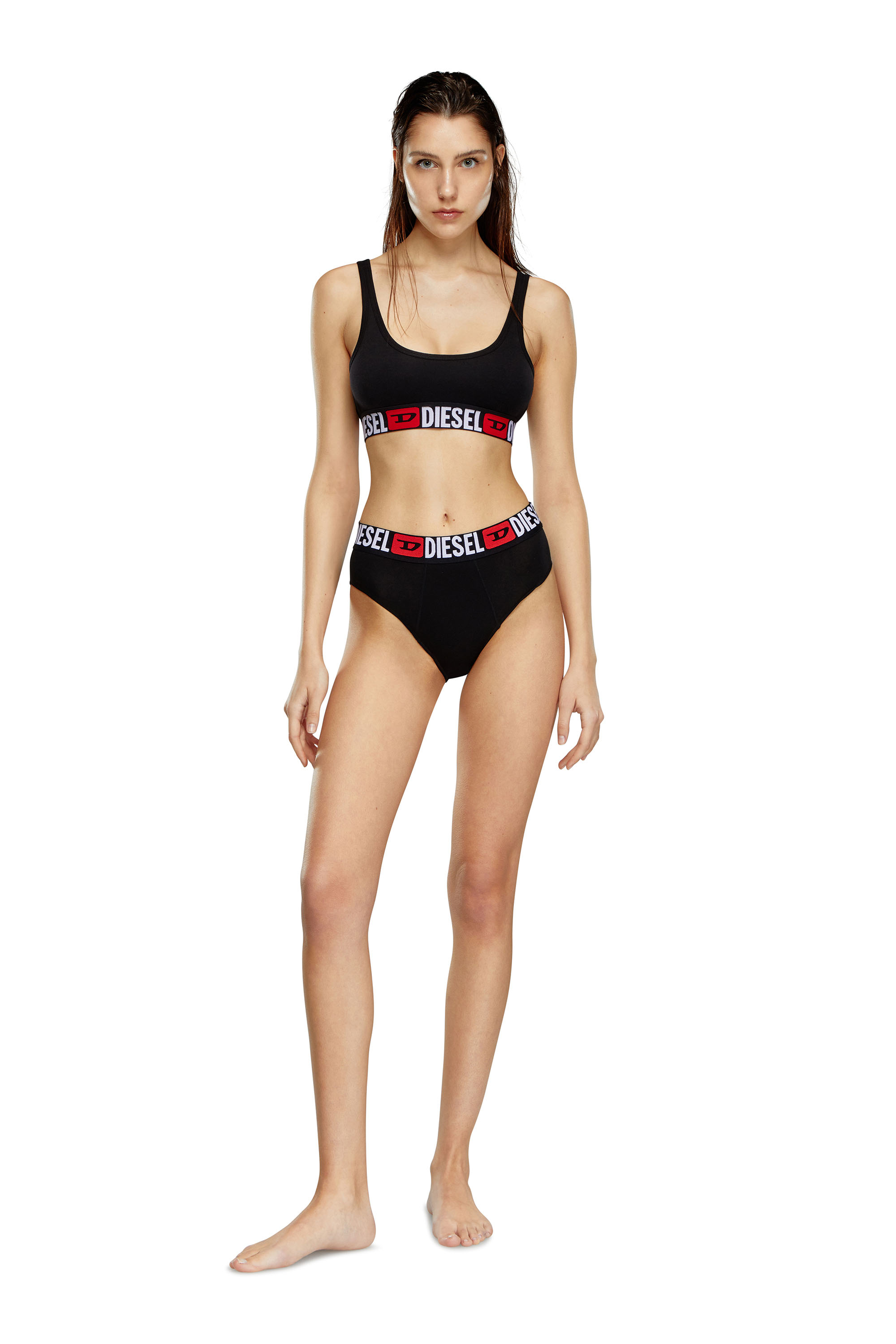 Diesel - UFPN-BLANCA-R-THREEPACK, Paquete de tres bragas en canal&eacute; con cintura alta Mujer in Negro - 2