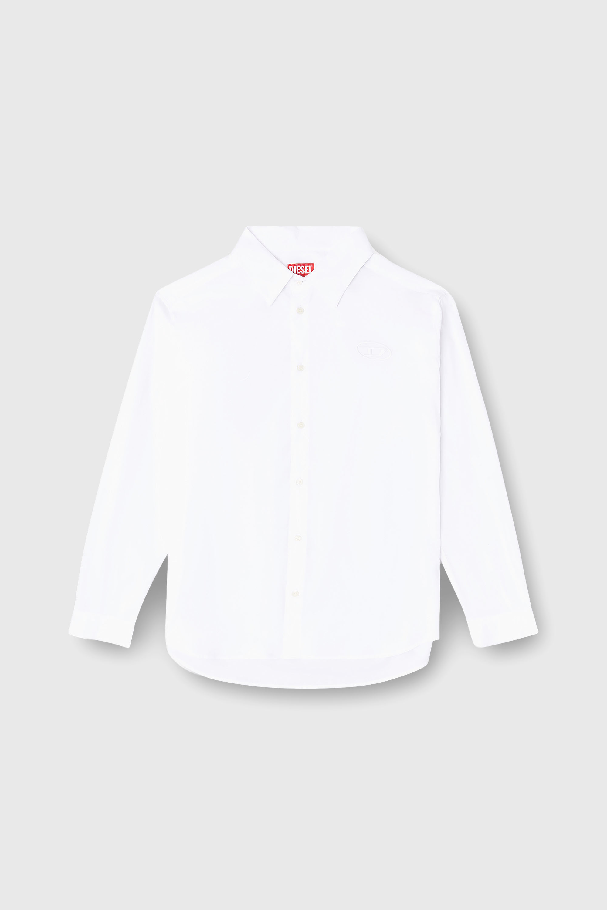 Diesel - S-SIMPLY-GSBH, Camisa de popelina el&aacute;stica con bordado Hombre in Blanco - 2