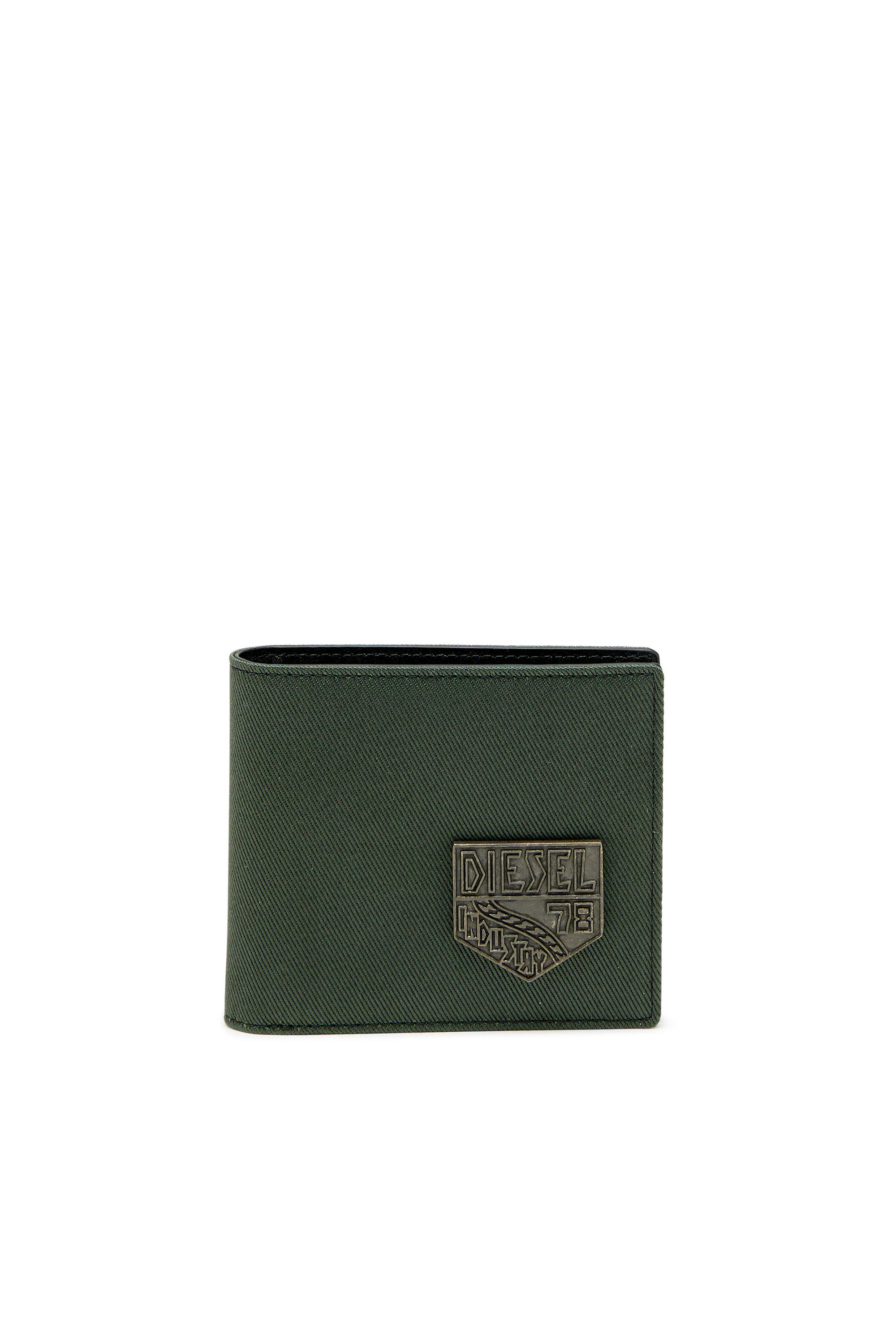 Diesel - D-PACK BI FOLD COIN 3D, Peque&ntilde;a billetera plegable con patch Diesel Hombre in Verde - 1