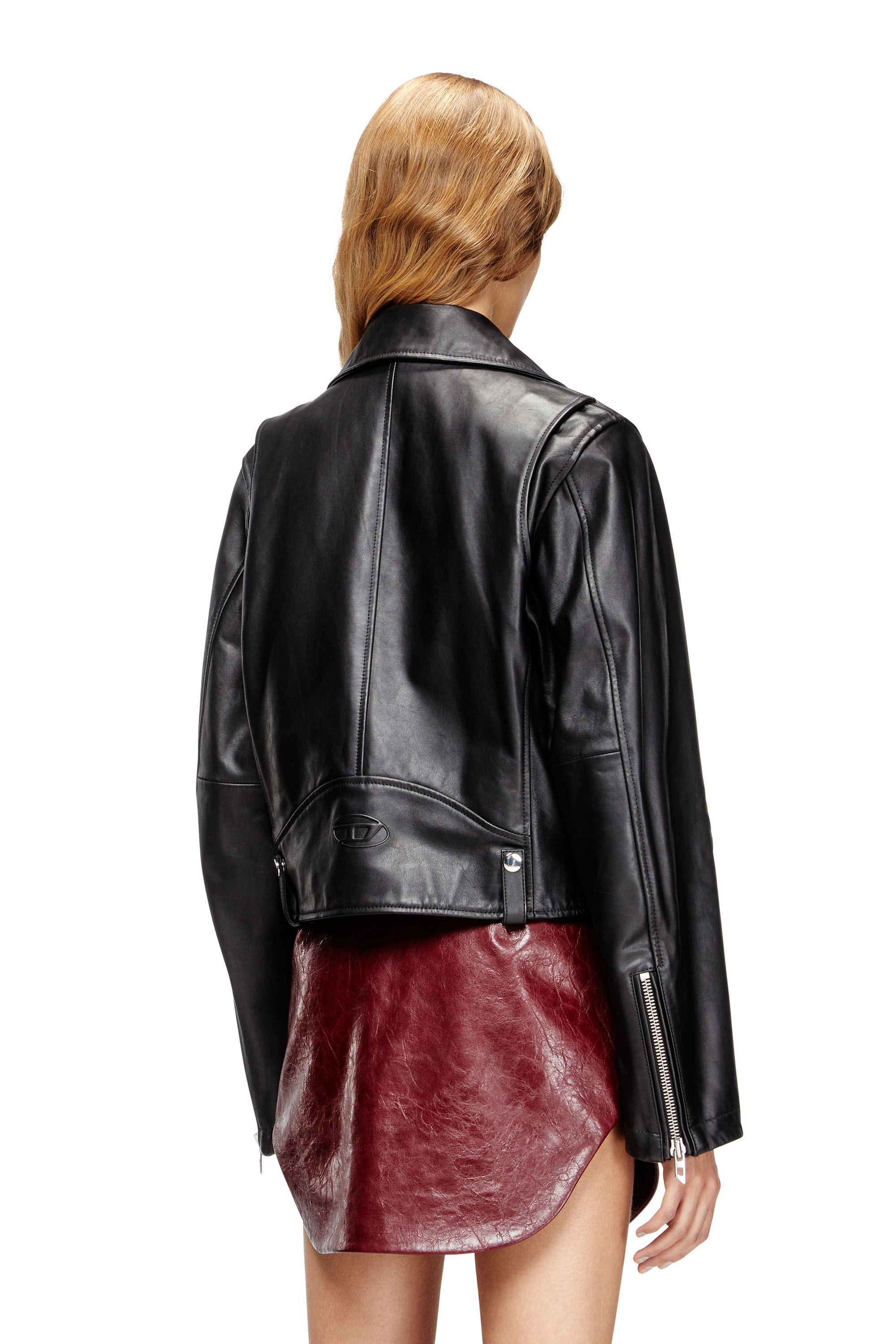 Diesel - L-UNATIC, Chaqueta biker de piel encerada Mujer in ToBeDefined - 4