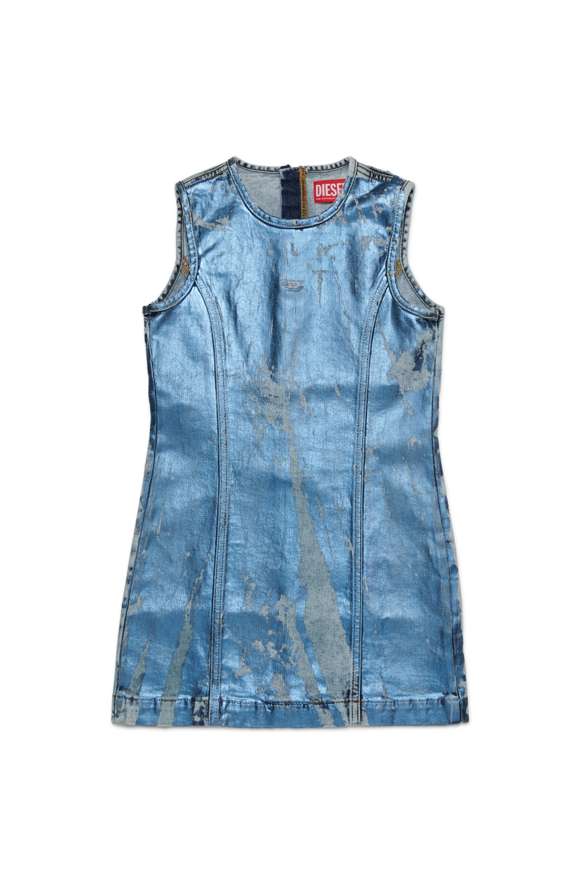 Diesel - DUMPYX, Vestido de mezclilla con efecto marmoleado Mujer in Azul marino - 1