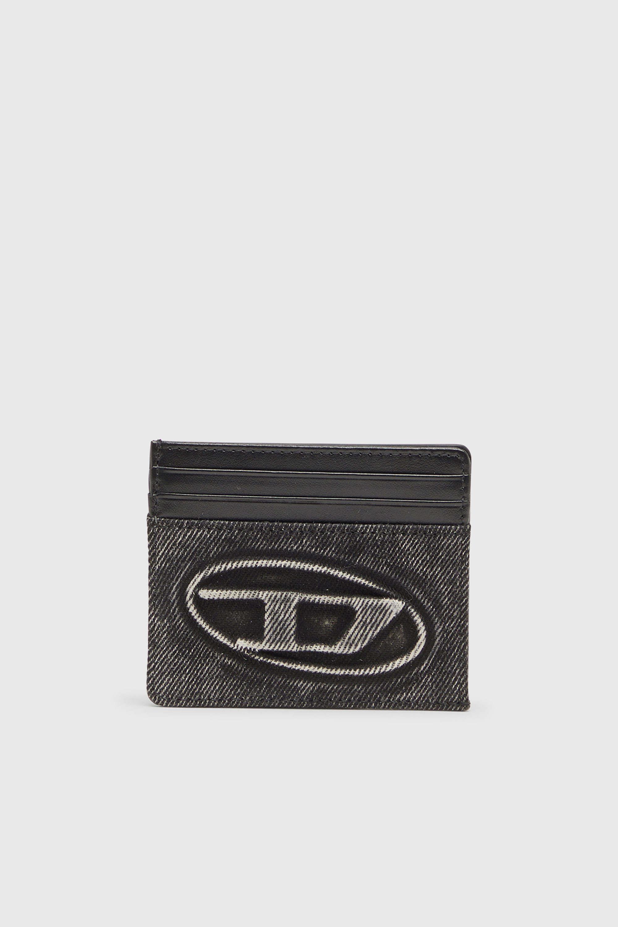 Diesel - 1DR CARD CASE, Tarjetero en algod&oacute;n lavado y cuero Unisex in Gris - 1