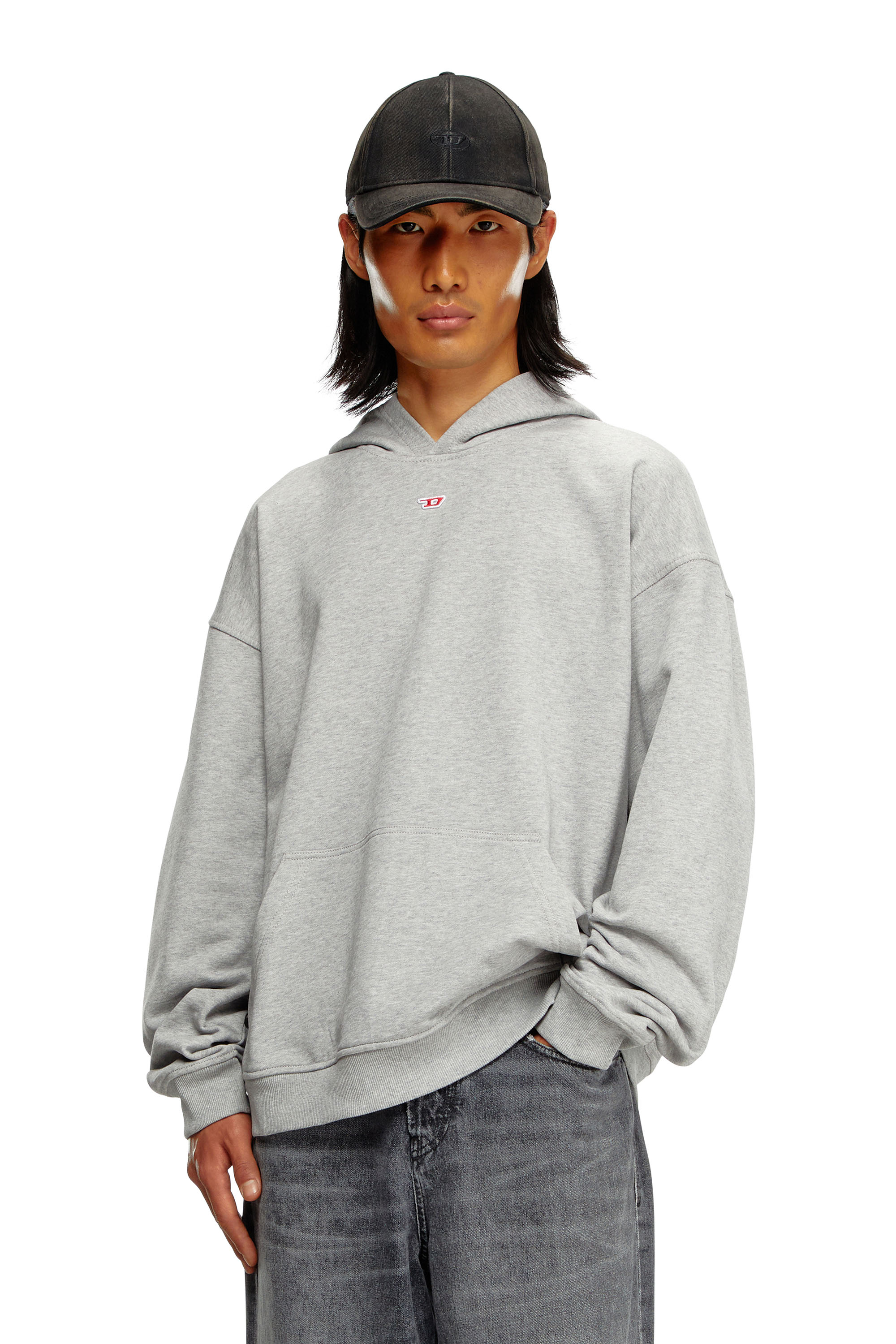 Diesel - S-BOXT-HOOD-D, Sudadera con capucha y parche con el logotipo D Hombre in Gris - 1