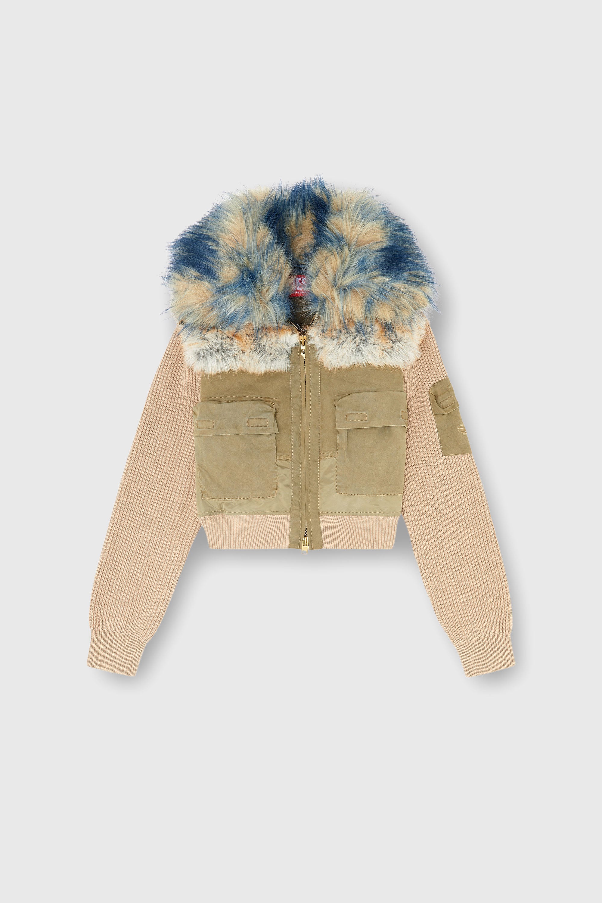 Diesel - G-USTAV, Bomber con ribete de punto y detalles de felpa Mujer in Beige - 2