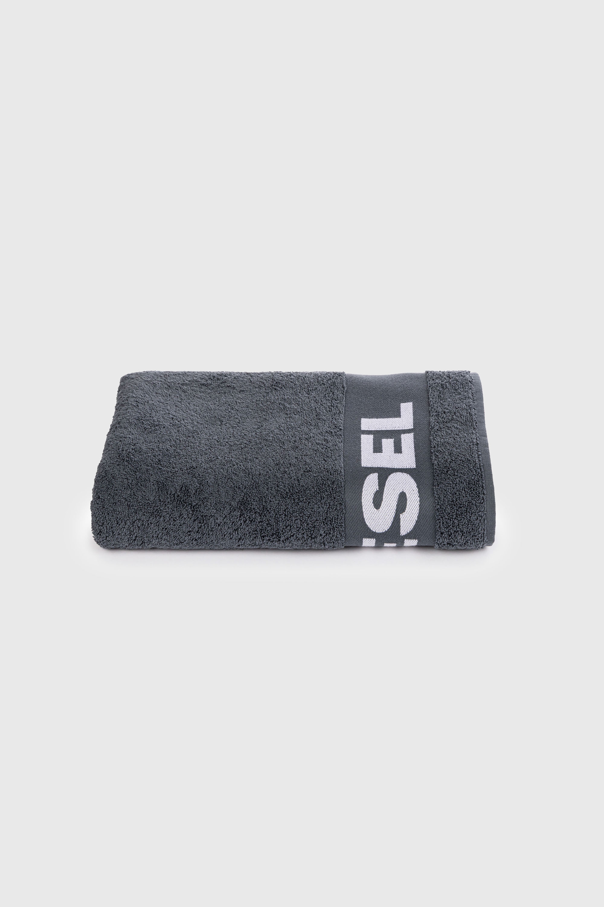 Diesel - 1015211 LOGO-COTTON TOWEL 100X180 GREY, Toalla de Felpa de Algod&oacute;n con Logotipo Unisex in Gris - 1