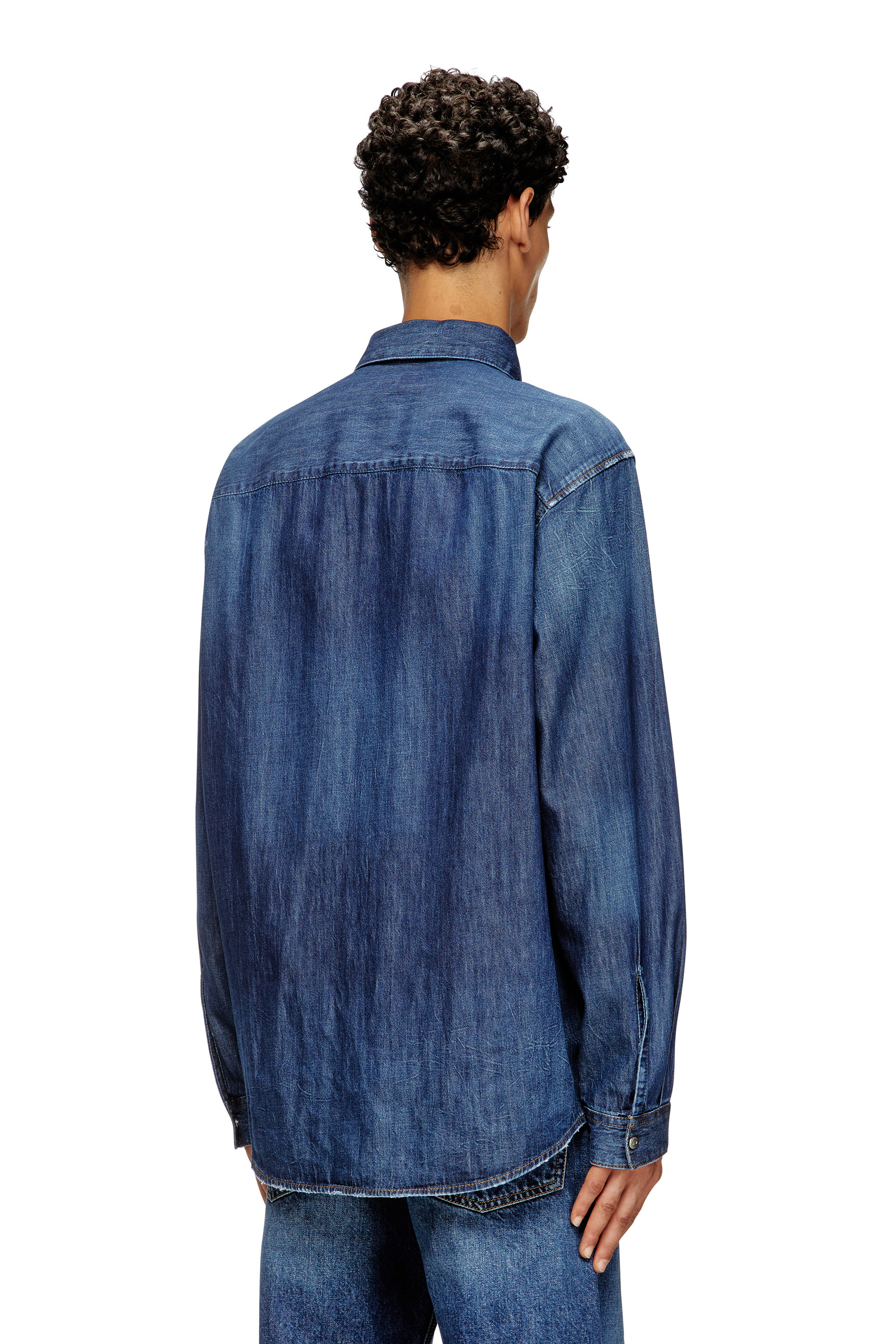 Diesel - D-SIMPLY, Camisa de denim con logo bordado Hombre in Azul marino - 4