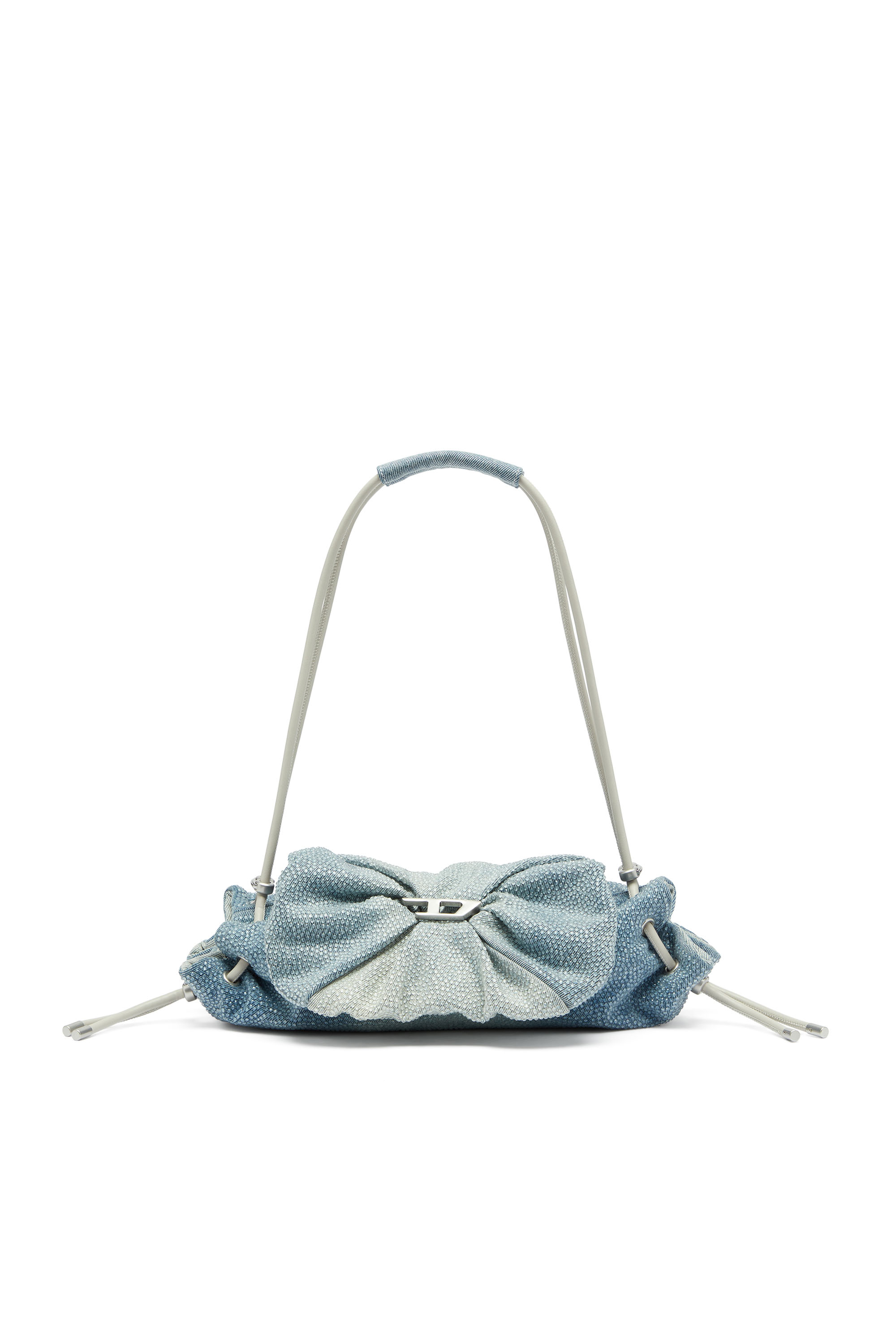 Diesel - SCRUNCH-D SHOULDER S, Scrunch-D - Bolso de hombro denim con cristales transparentes Mujer in Azul marino - 1