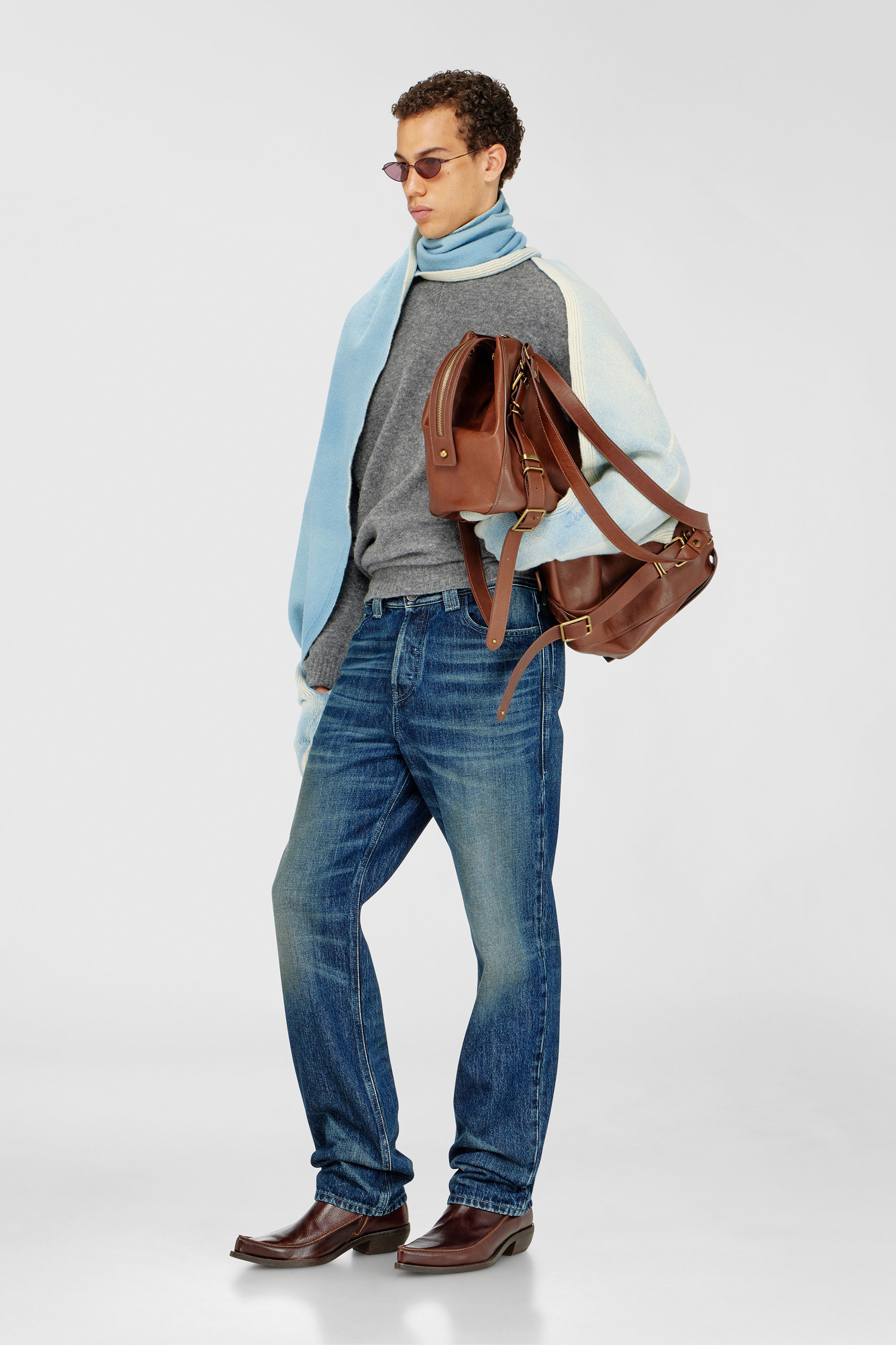 Diesel - K-EVIN, Guante-bufanda h&iacute;brido de lana bicolor Unisex in Azul marino - 2