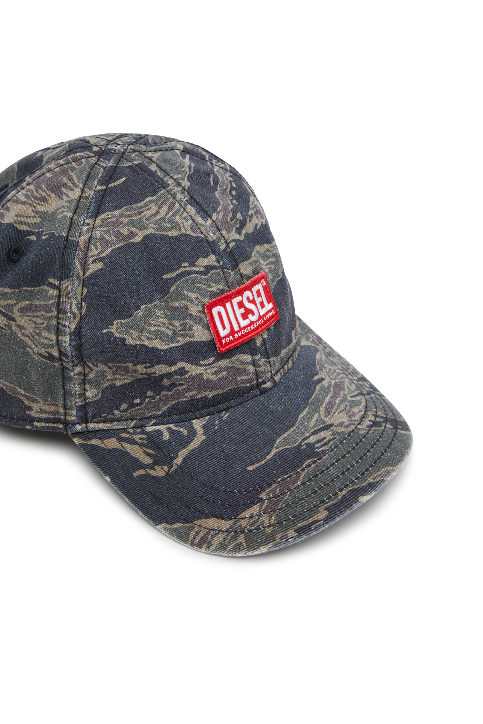 Diesel - C-VADO, Gorra de béisbol con estampado de camuflaje Hombre in Verde - 3