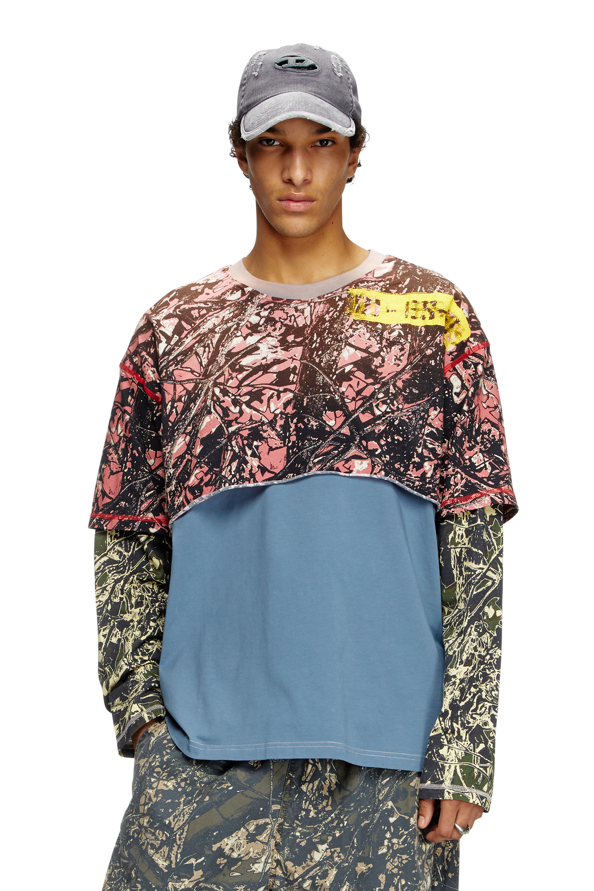 Diesel - T-BESH-CAMOU, Camiseta en capas con motivo de camuflaje Hombre in Multicolor - 1