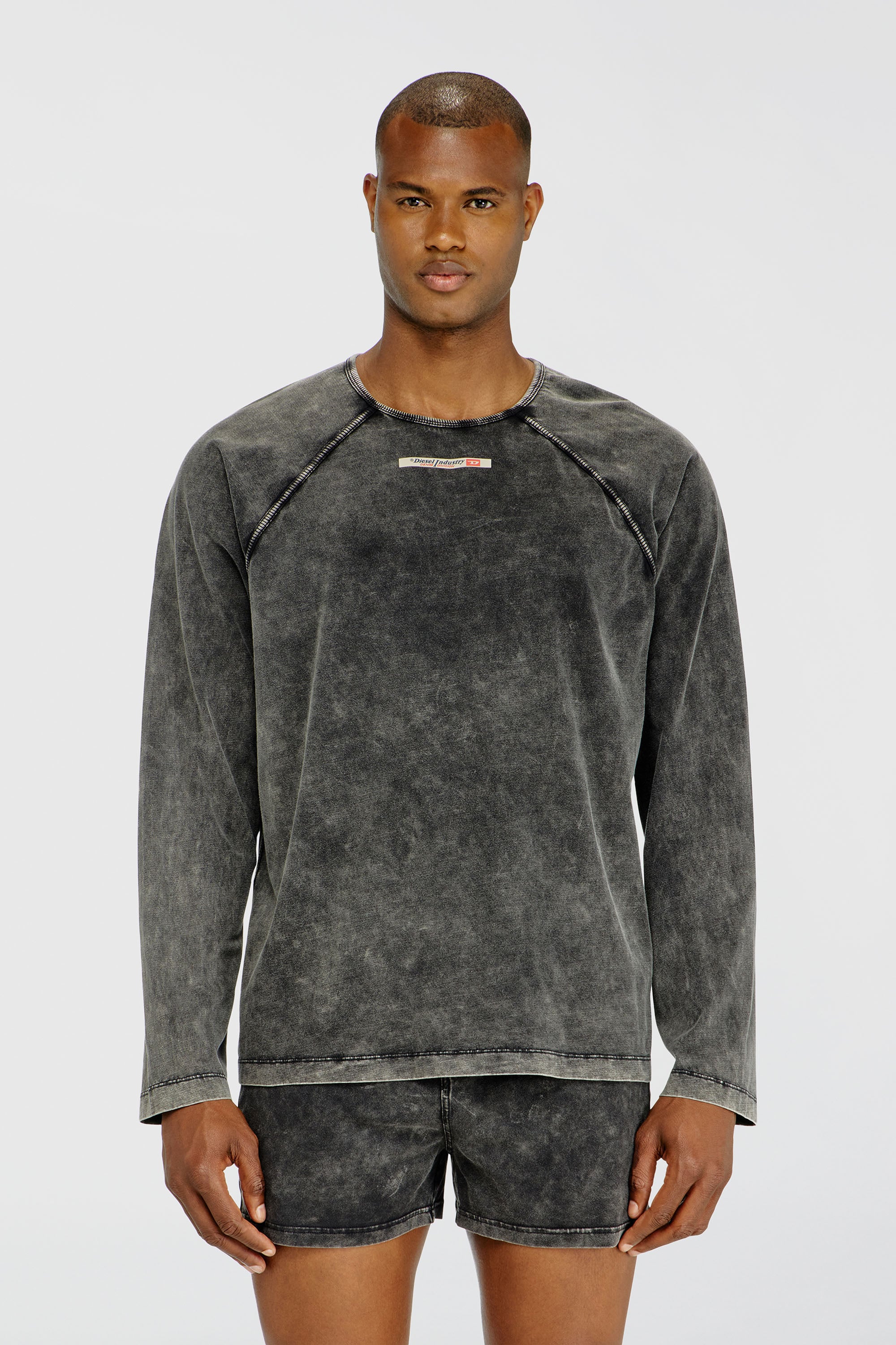 Diesel - BRYAN-DNM, Top de pijama de algod&oacute;n con patch de logo Hombre in Gris - 1