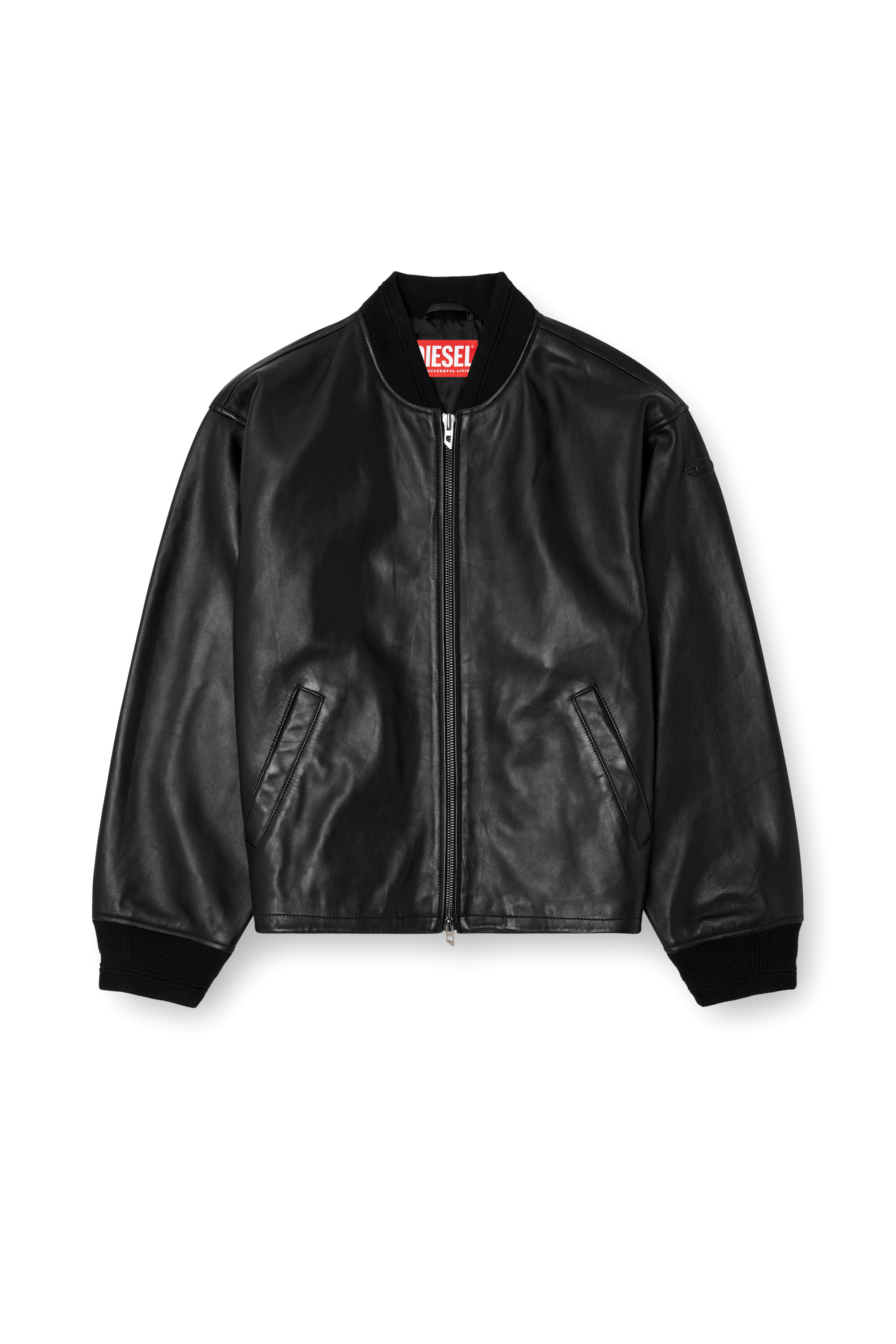 Diesel - L-KHAT, Chaqueta bomber de cuero encerado Hombre in Negro - 3