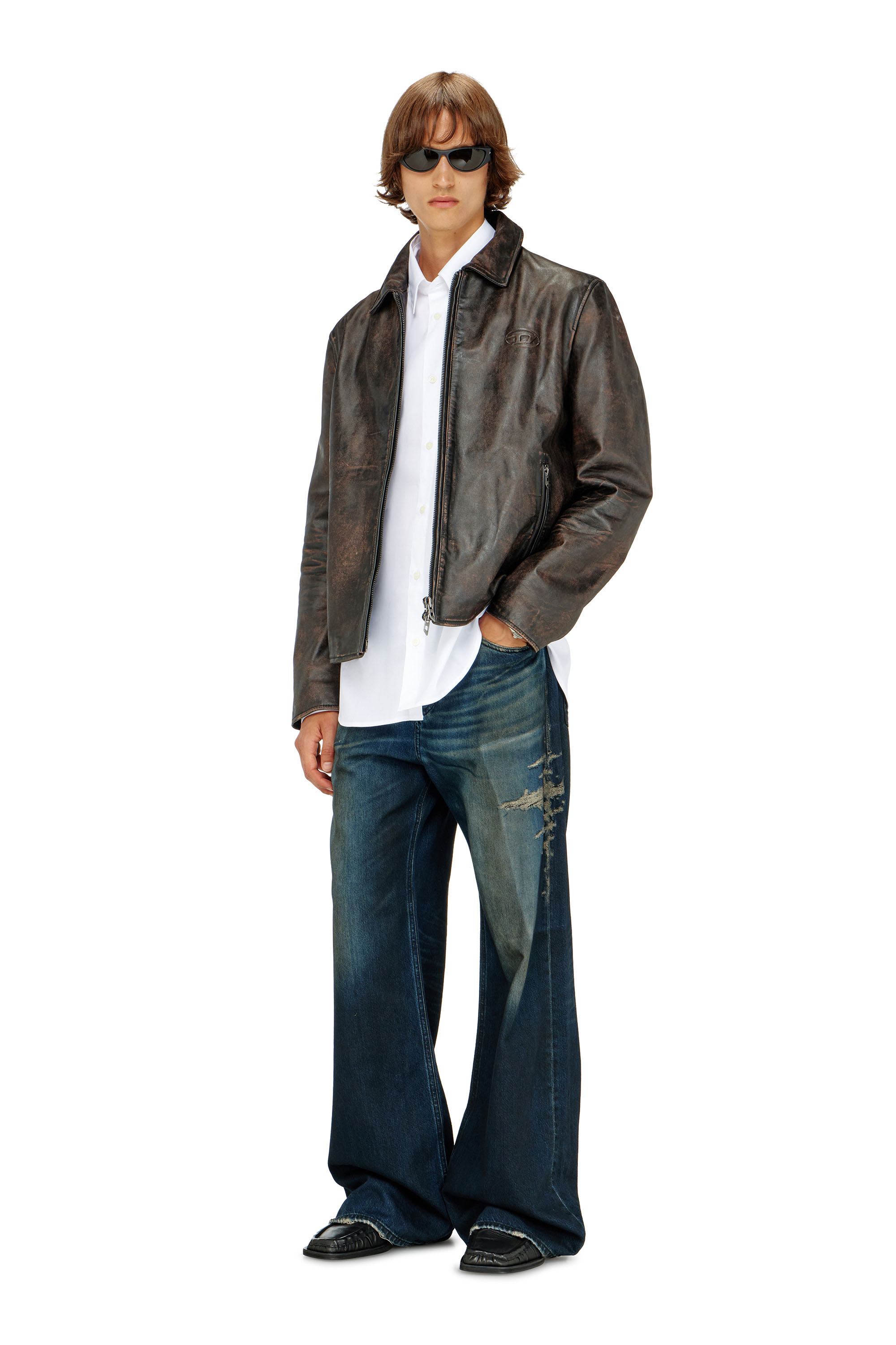 Diesel - S-SIMPLY-GSBH, Camisa de popelina el&aacute;stica con bordado Hombre in Blanco - 2