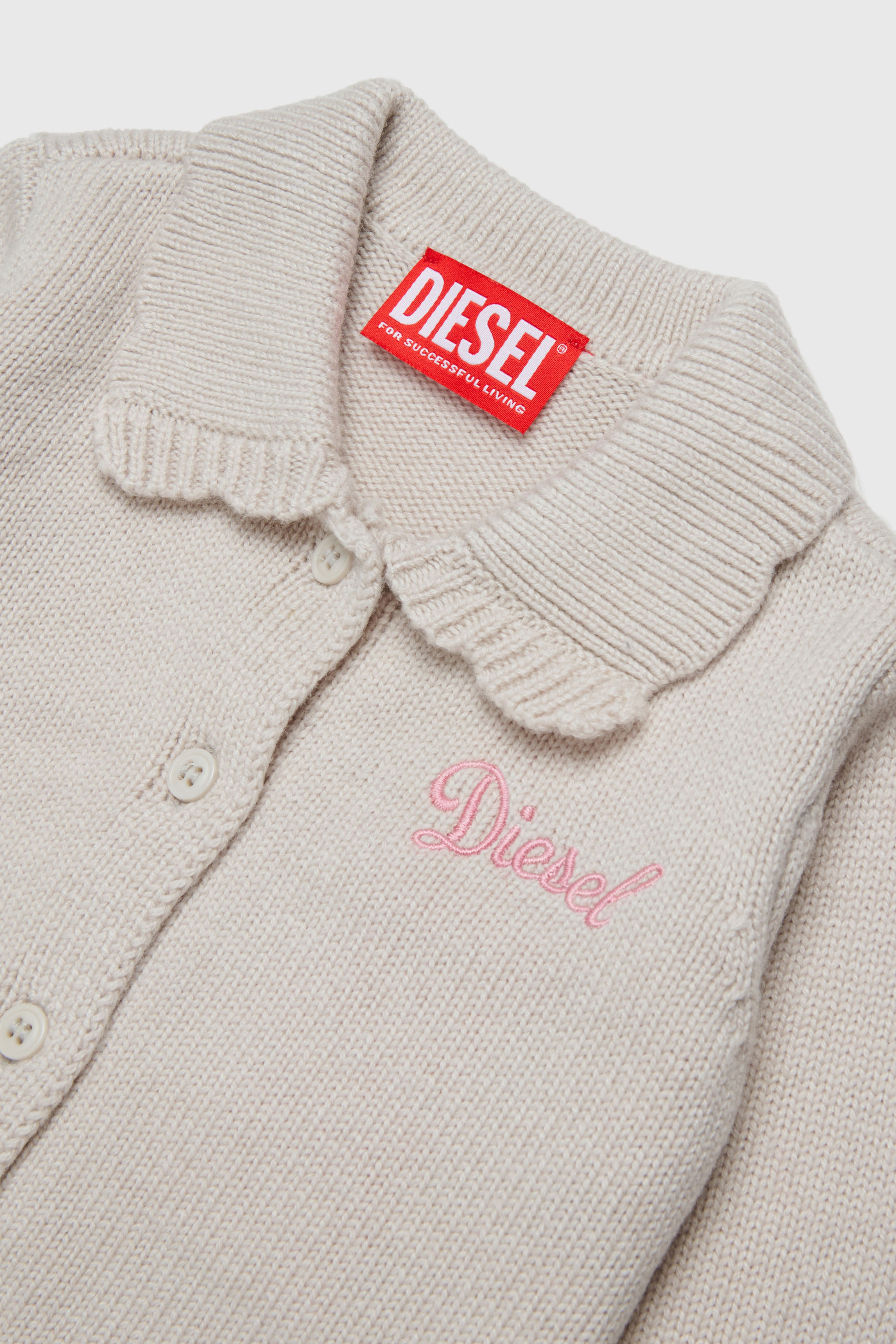 Diesel - KSCALOB, C&aacute;rdigan enriquecido con cashmere y cuello festoneado Mujer in Blanco - 3