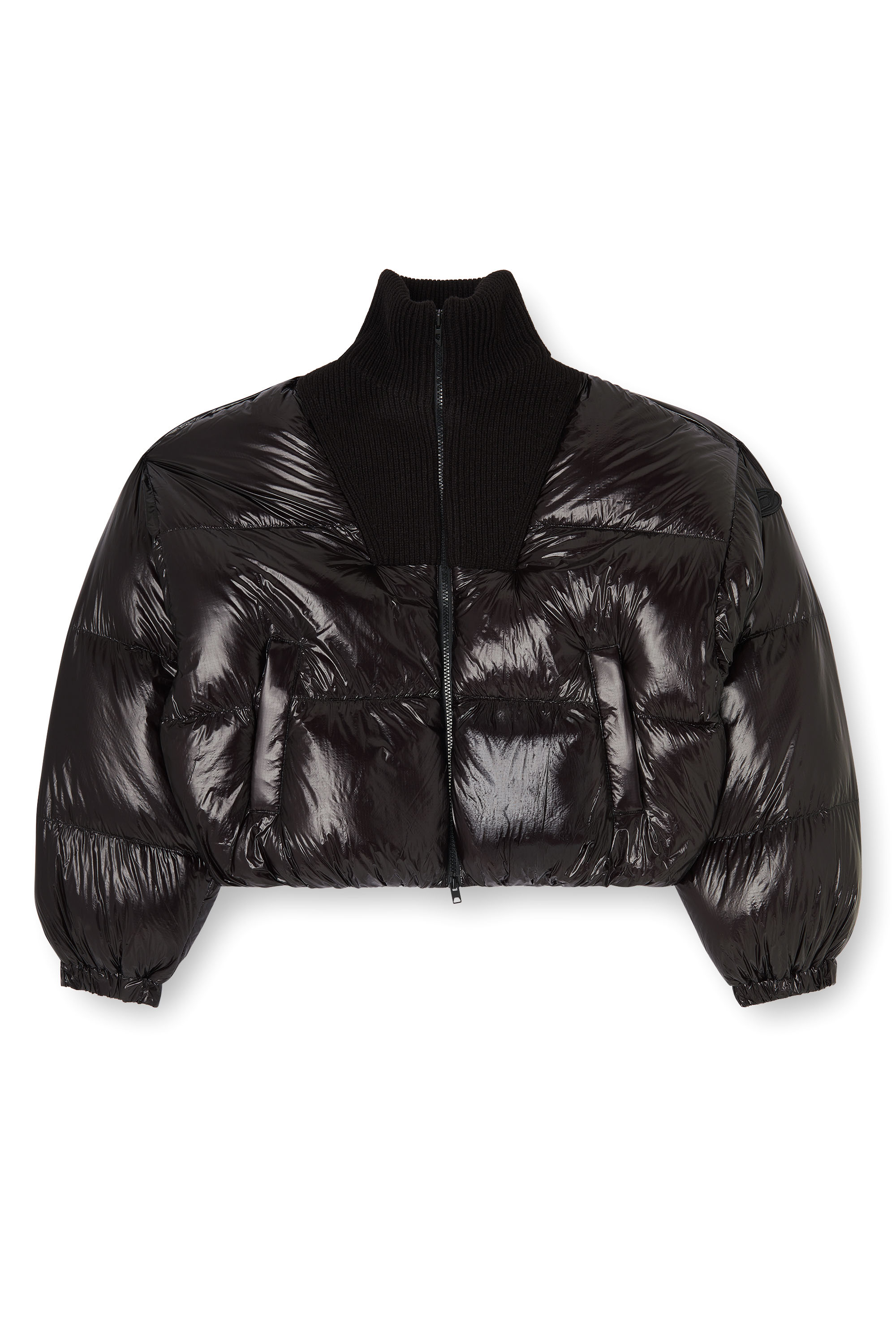 Diesel - W-ARRIOR, Chaqueta acolchada down en ripstop con cuello de punto Mujer in Negro - 2