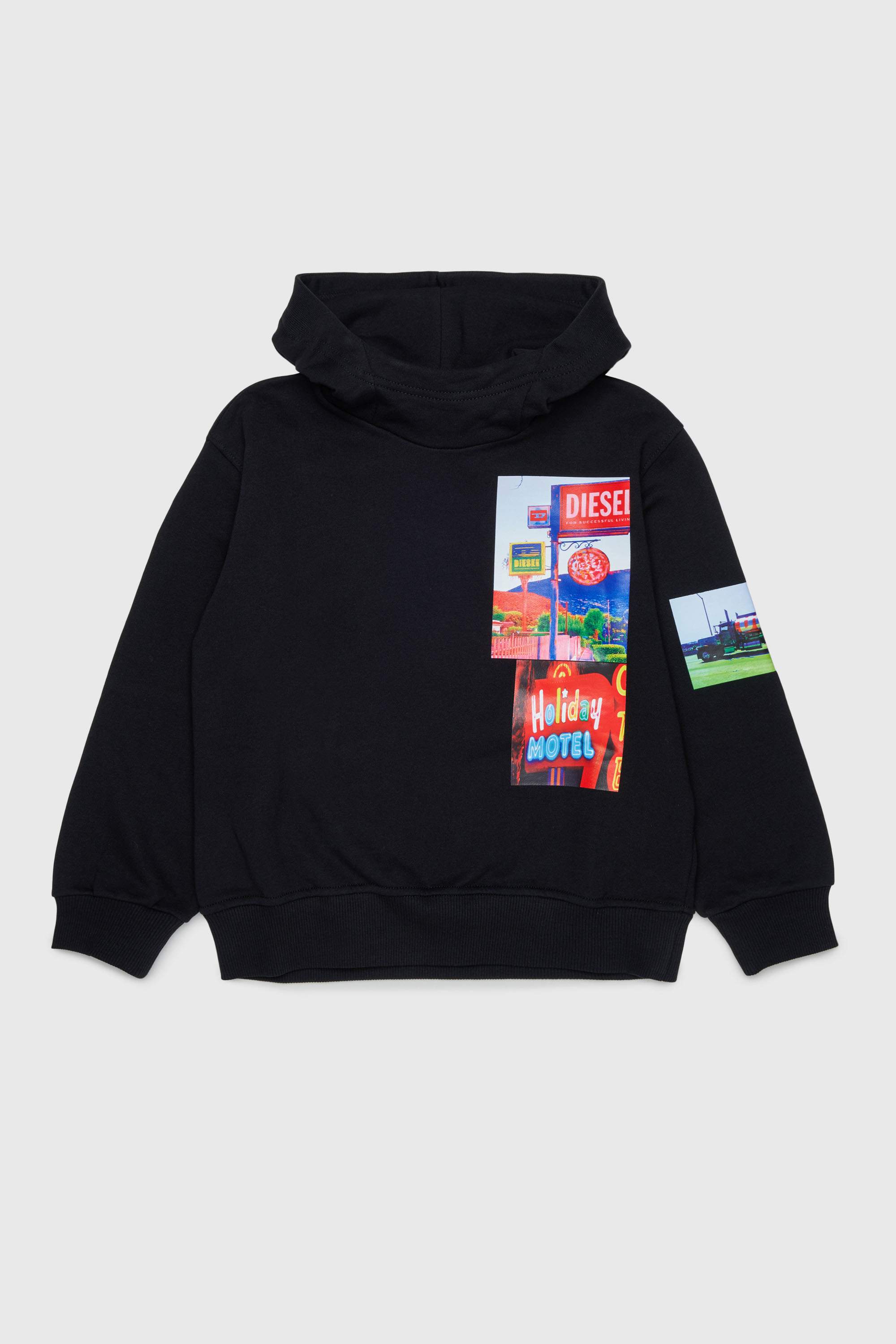 Diesel - SFORMY OVER, Man's Hoodie with photo prints in Black - 1