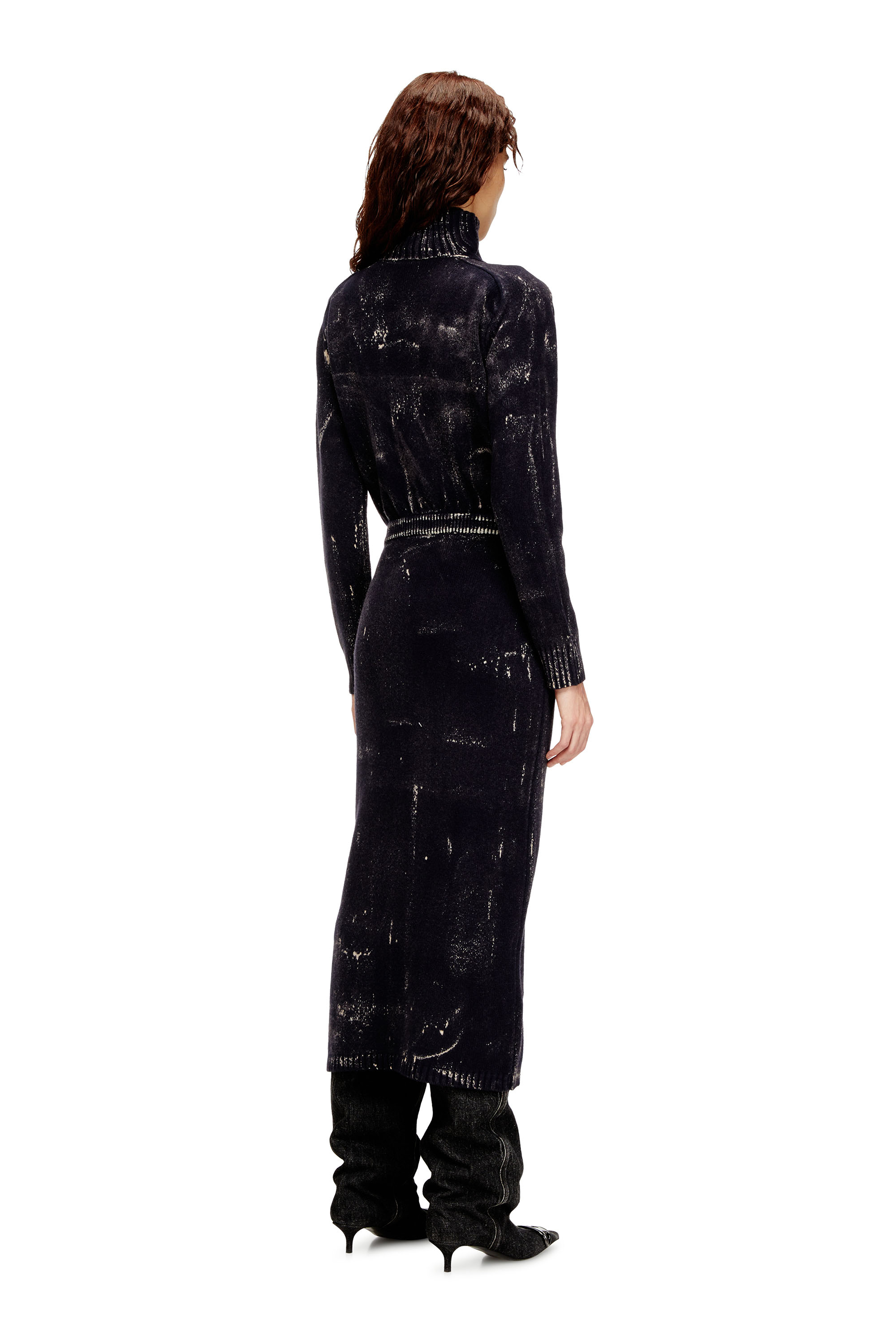 Diesel - M-MARCELLE, Vestido midi en tejido de punto mezcla de lana tratada Mujer in Negro - 4