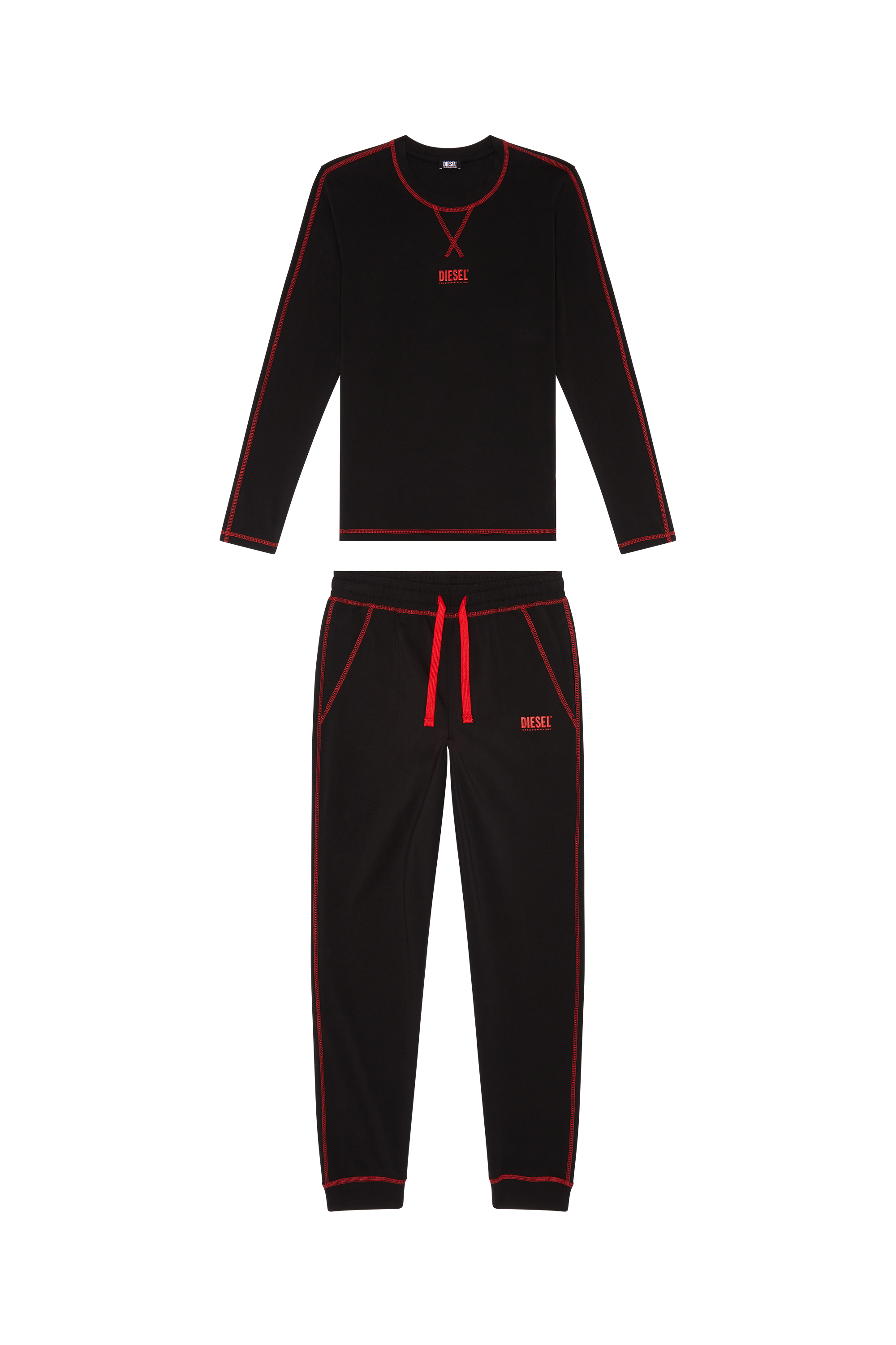 Diesel - UFSET-KRYSTI, Mujer Pijama de algodón con costuras en contraste in Negro - Image 4