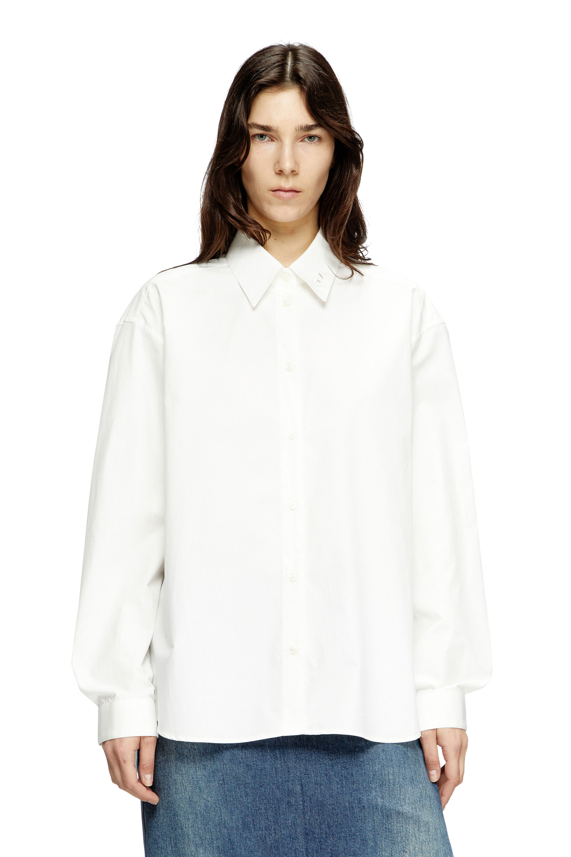 Diesel - S-SIMPLY-C-WN-R1, Camisa estilo boyfriend con Oval D Mujer in Blanco - 1