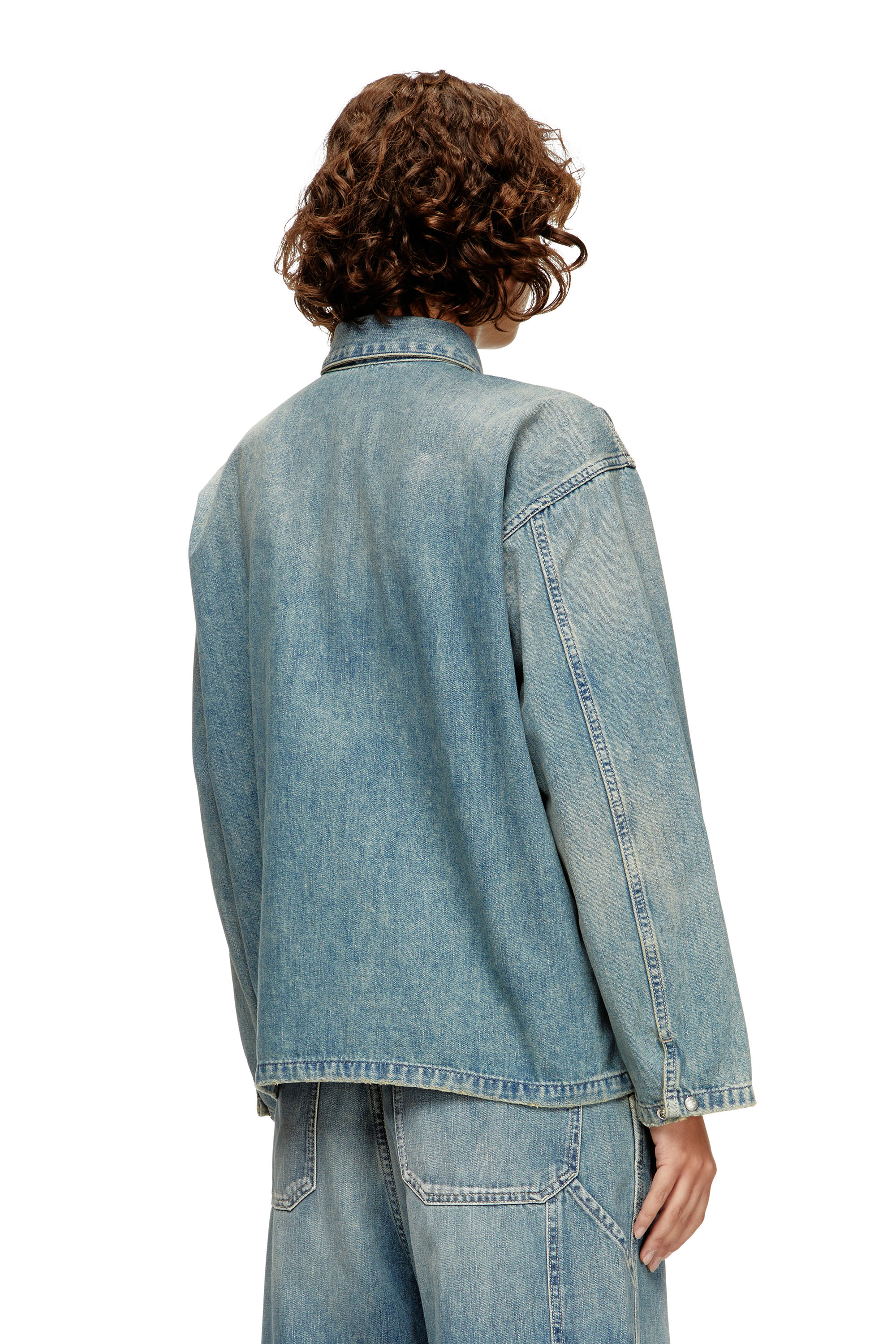 Diesel - DE-PRISS, Top abotonado en denim de estilo utility Mujer in Azul marino - 4