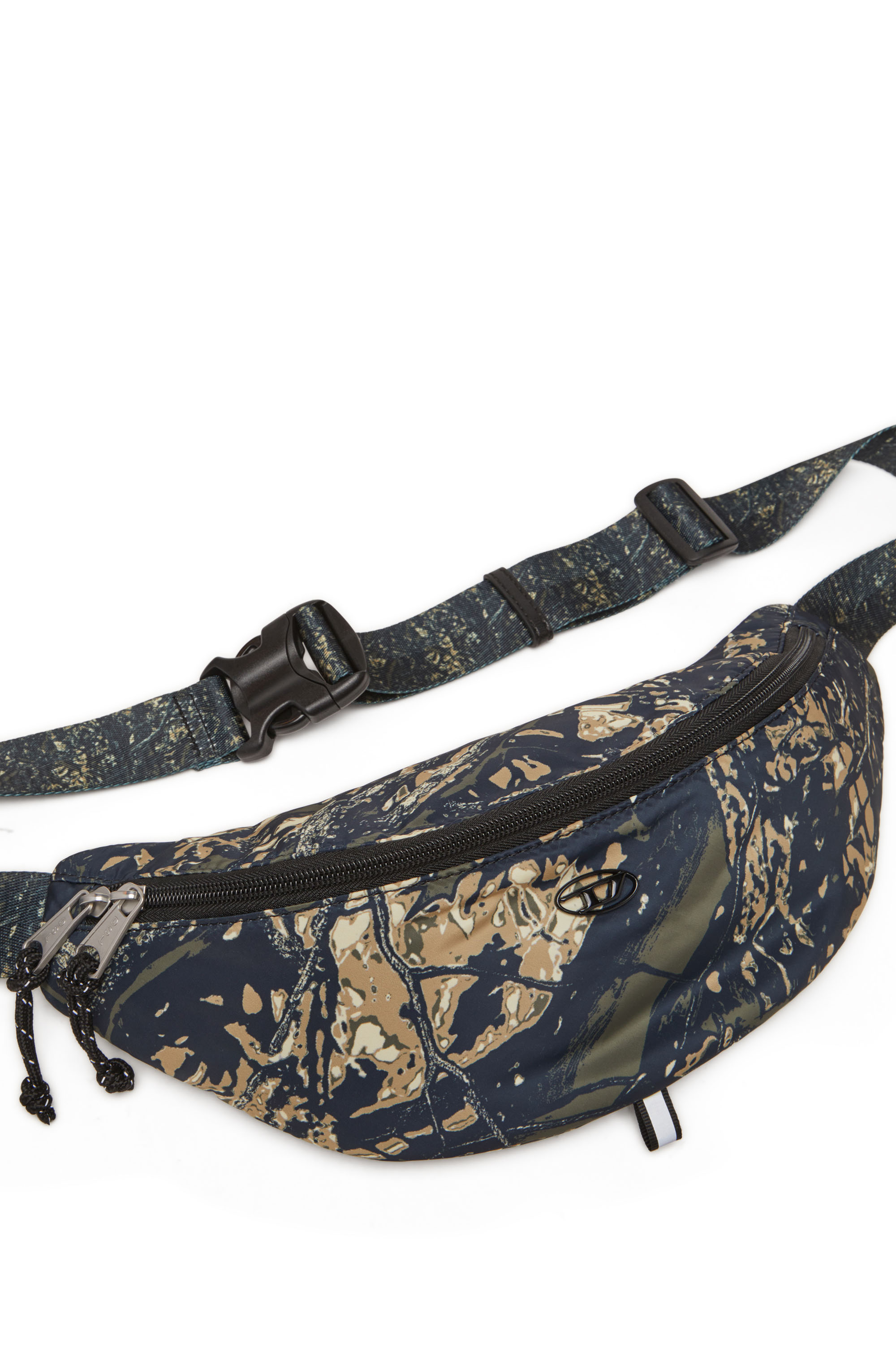 Diesel - D-PACK BELTBAG X, Belt bag in camo-print fabric Unisex in Verde - 5