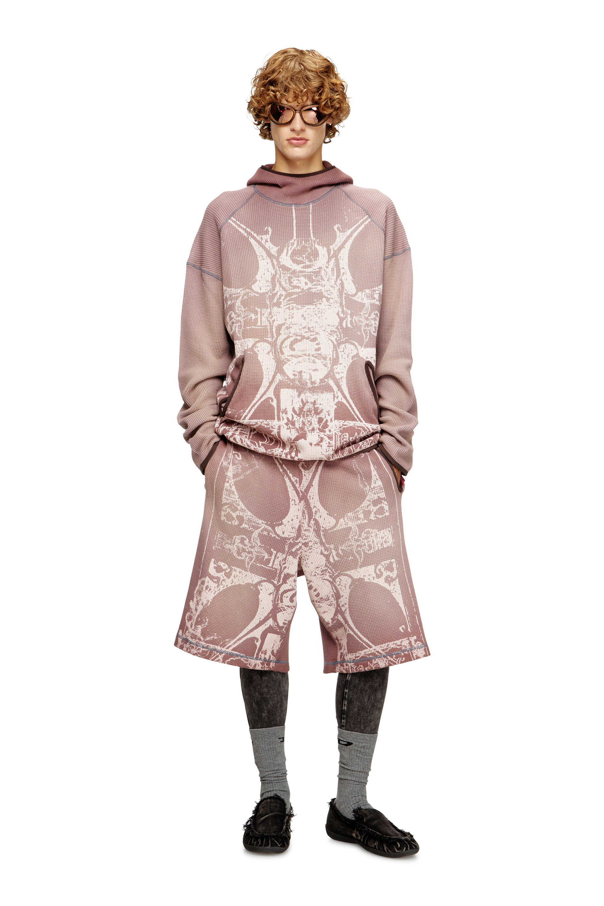Diesel - P-WARKY-SHORT, Pantalones cortos de gofre con estampado medieval Hombre in ToBeDefined - 2