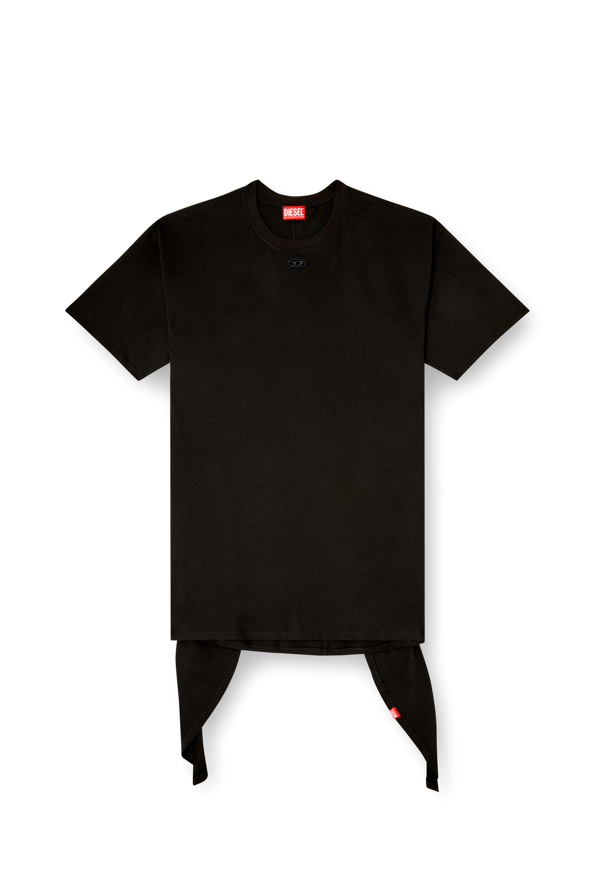 Diesel - D-EIVOR, Woman's T-shirt dress with tie front in Black - 3
