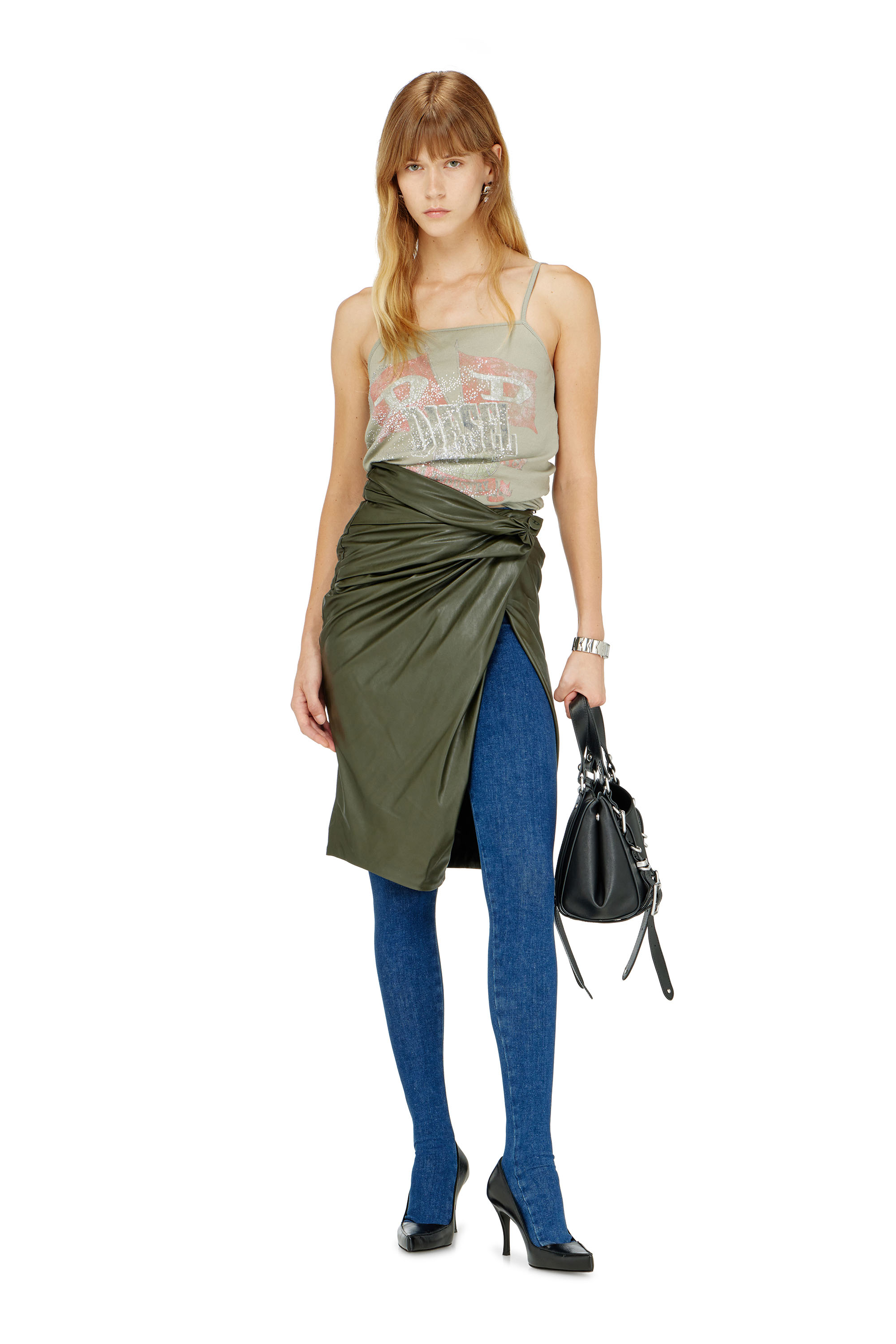 Diesel - O-DASLI, Falda l&aacute;piz drapeada con abertura Mujer in ToBeDefined - 1