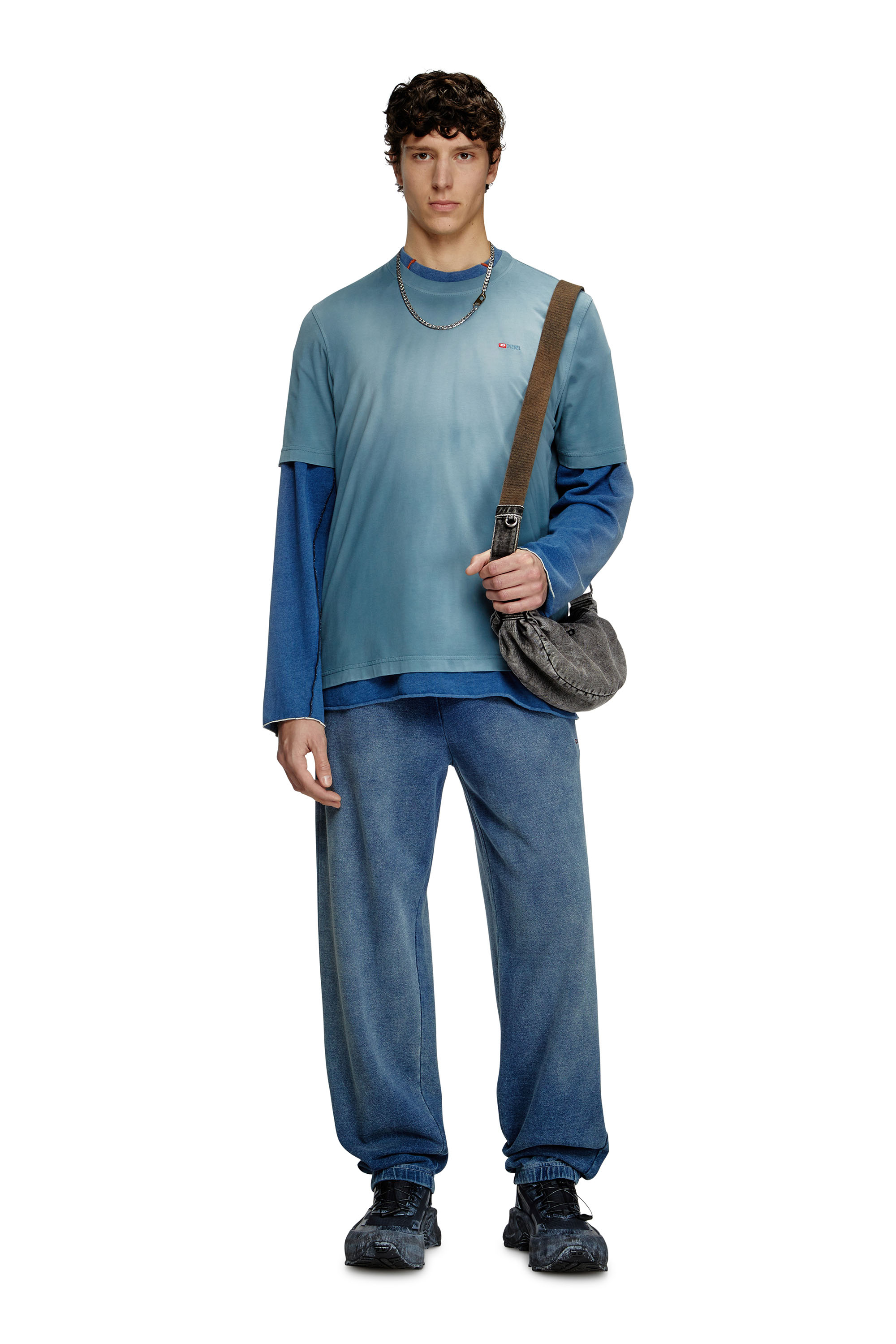 Diesel - RAVE CROSSBODY X, Rave-Bandolera pequeña en denim descolorido Hombre in Negro - 6