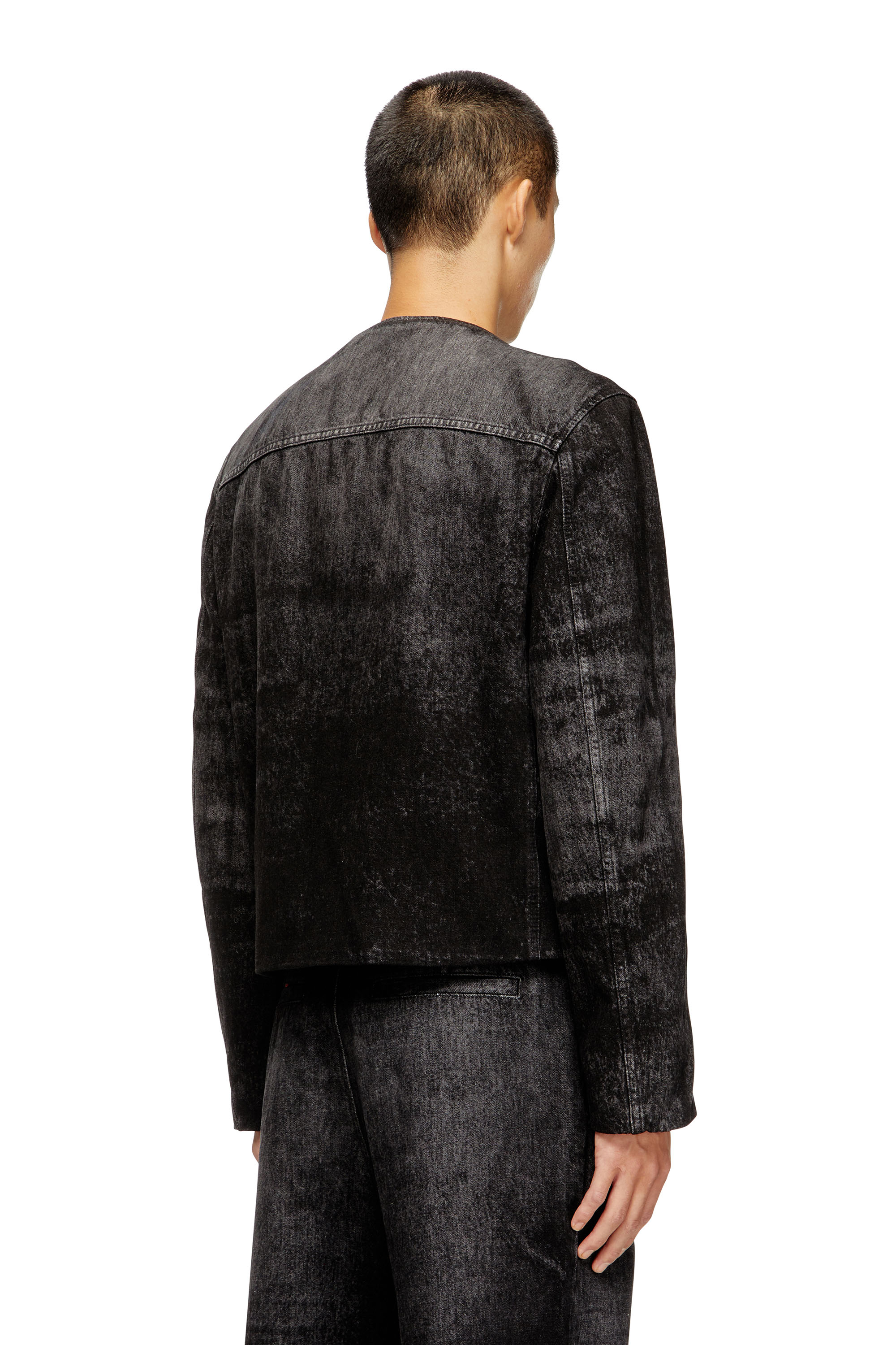 Diesel - D-ABERDEEN-FSH2, Chaqueta de denim de algodón y cáñamo grabado con láser Hombre in Negro - 4