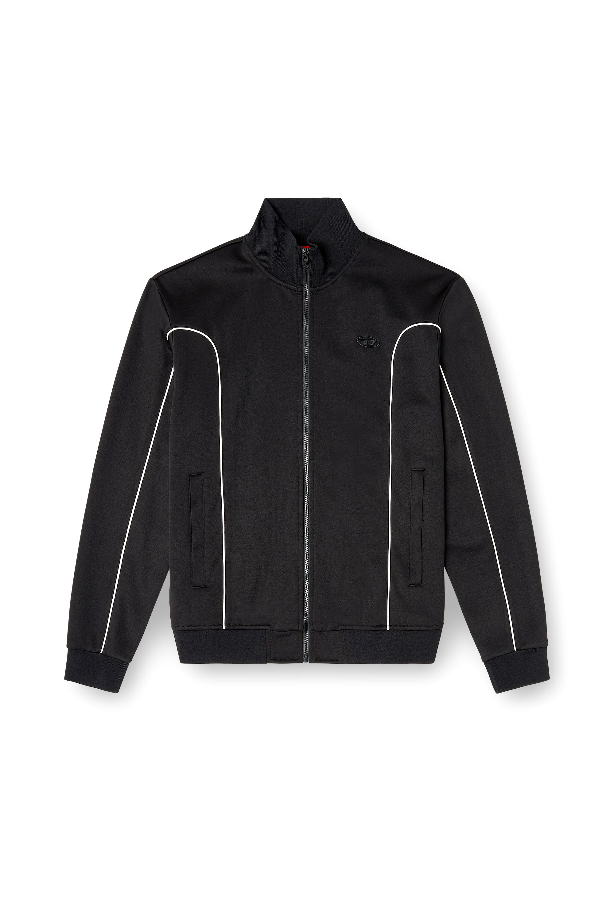 Diesel - S-LOCKING-DO, Chaqueta de ch&aacute;ndal de felpa con ribetes en contraste Hombre in Negro - 3
