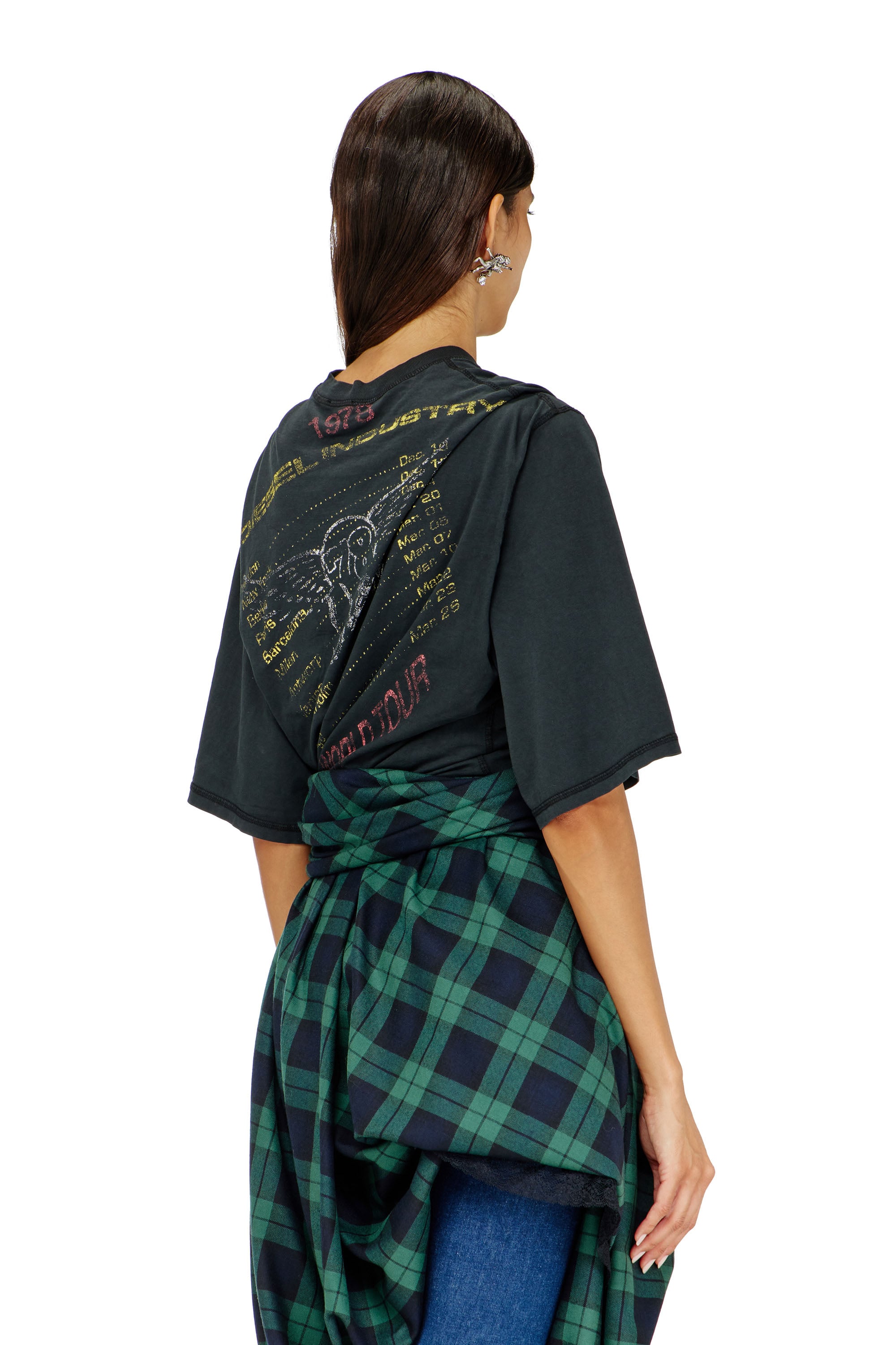 Diesel - T-MILLA-JER, Body de camiseta con gr&aacute;ficos de concierto Mujer in Negro - 4