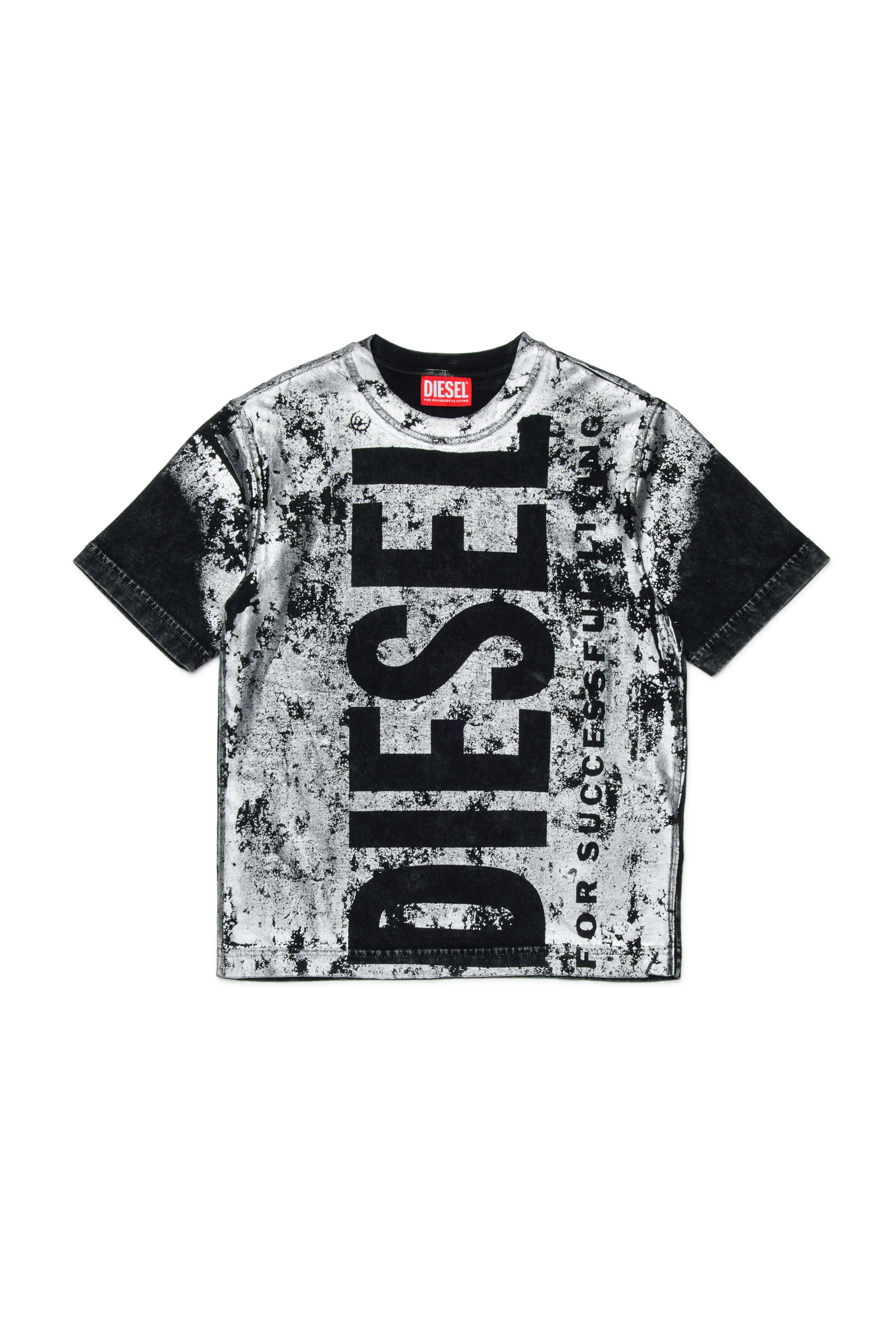 Diesel - TABOXTAR2 OVER, Camiseta con estampado efecto tiza Hombre in Negro - 1