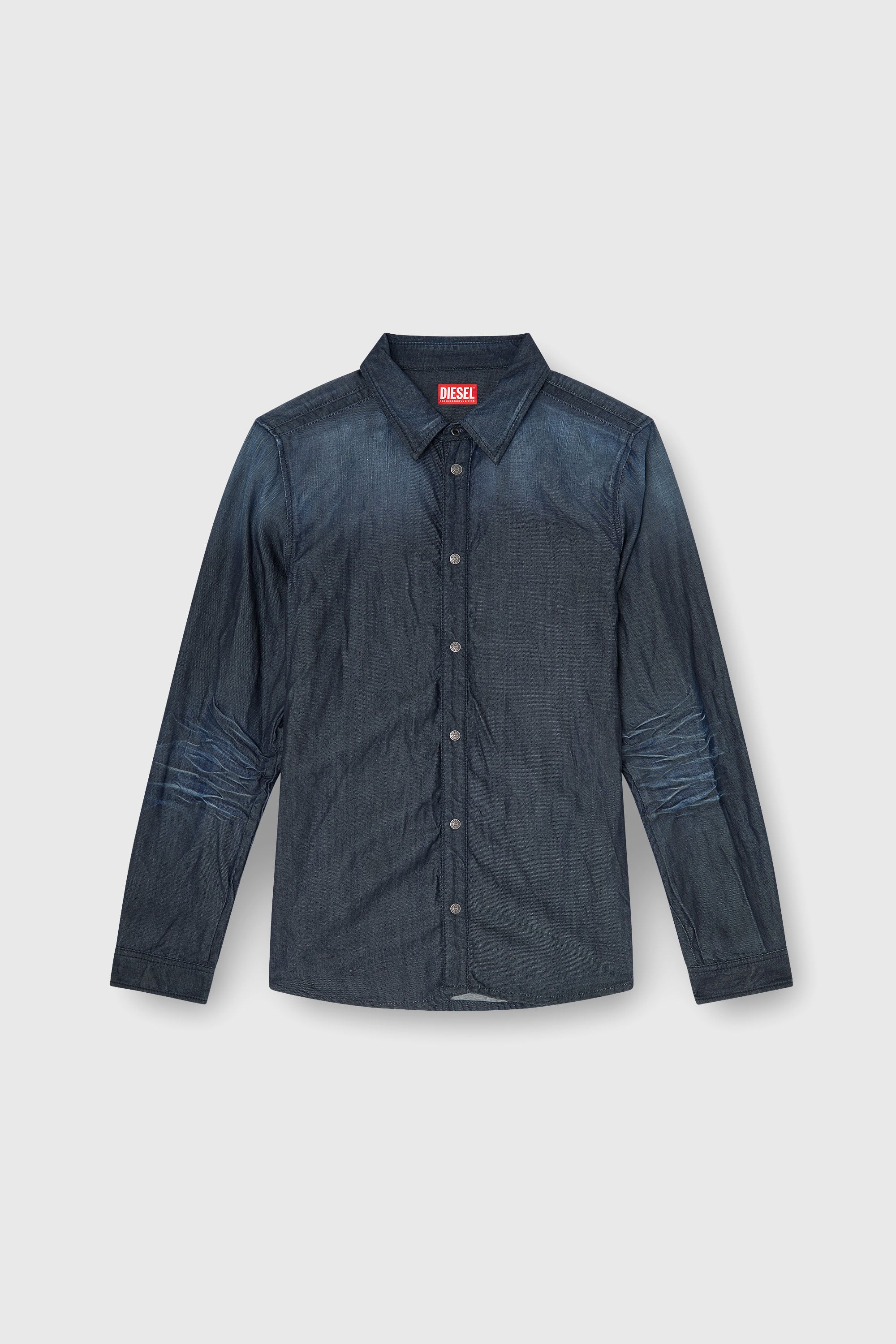 Diesel - D-SYNAR-FSJ1, Camisa de denim arrugado Hombre in Azul marino - 3