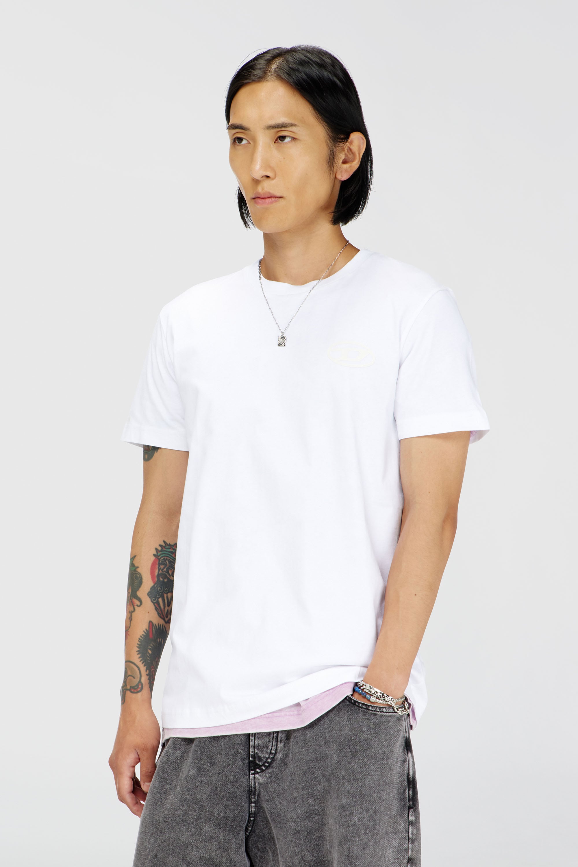 Diesel - T-DIEGO-T92, Camiseta de algod&oacute;n con logotipo Oval D Hombre in Blanco - 1