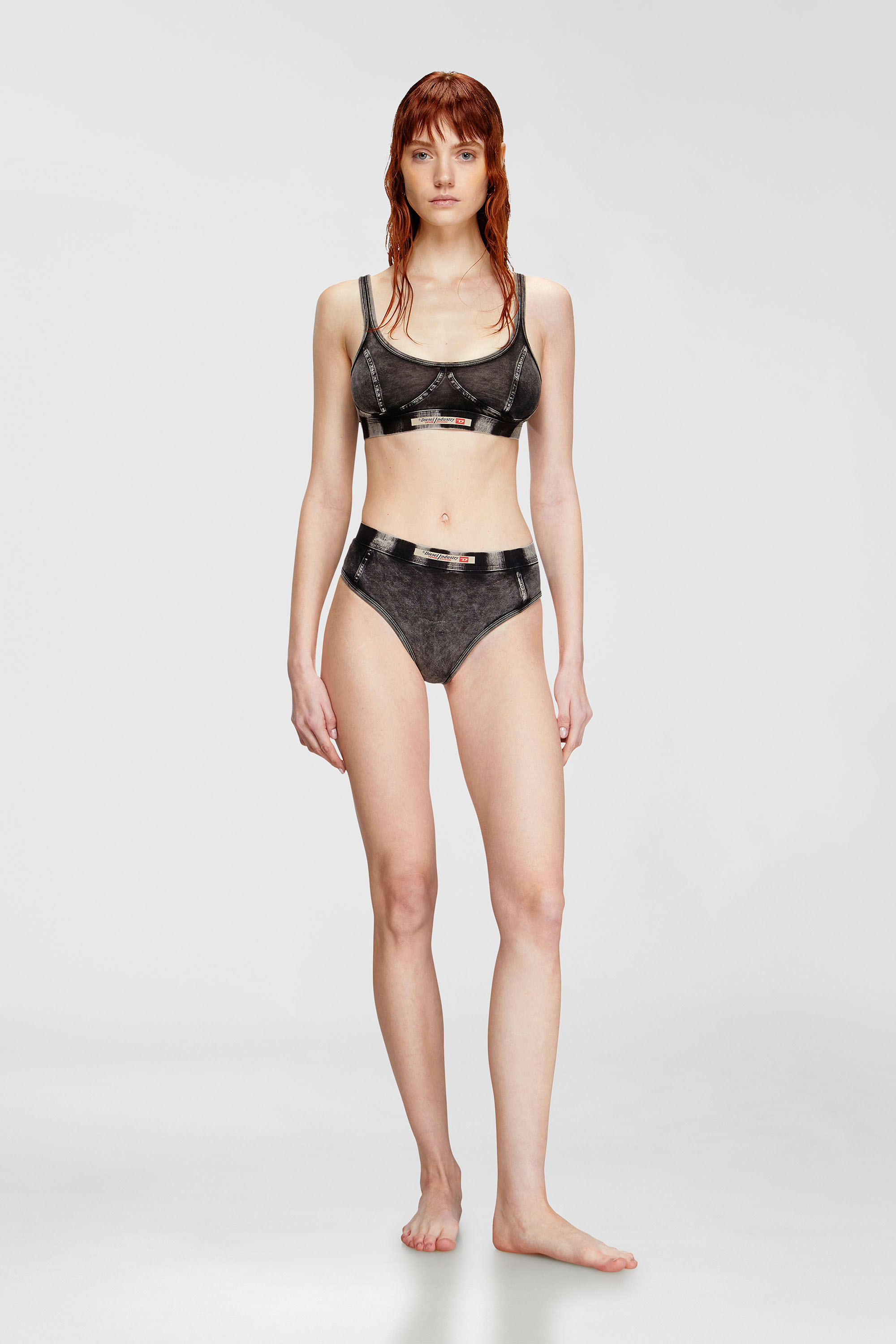Diesel - HIPSTER-DNM, Braguitas hipster de tejido con efecto denim Mujer in Negro - 1
