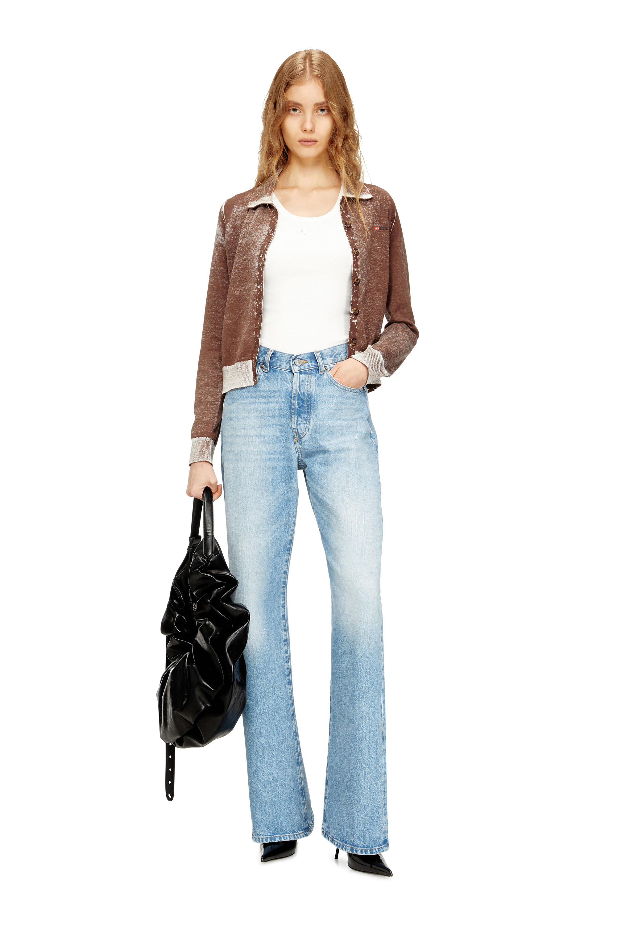 Diesel - T-ANKI-OD, Camiseta de tirantes ajustada y acanalada con Óvalo D metálico Mujer in Blanco - 2