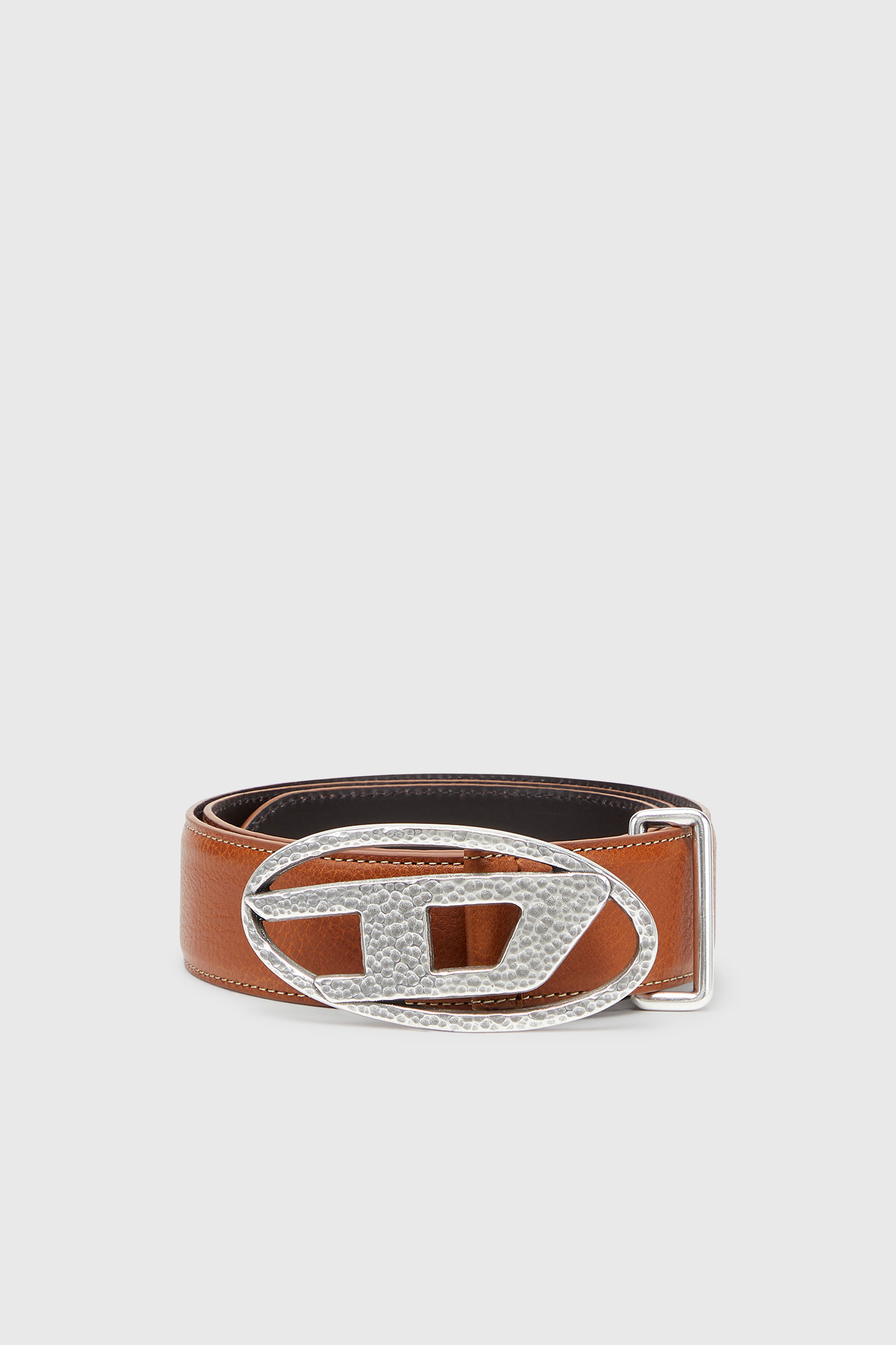 Diesel - B-1DR, 4 cm cintur&oacute;n de piel con hebilla Oval D martillada Unisex in Marr&oacute;n - 1