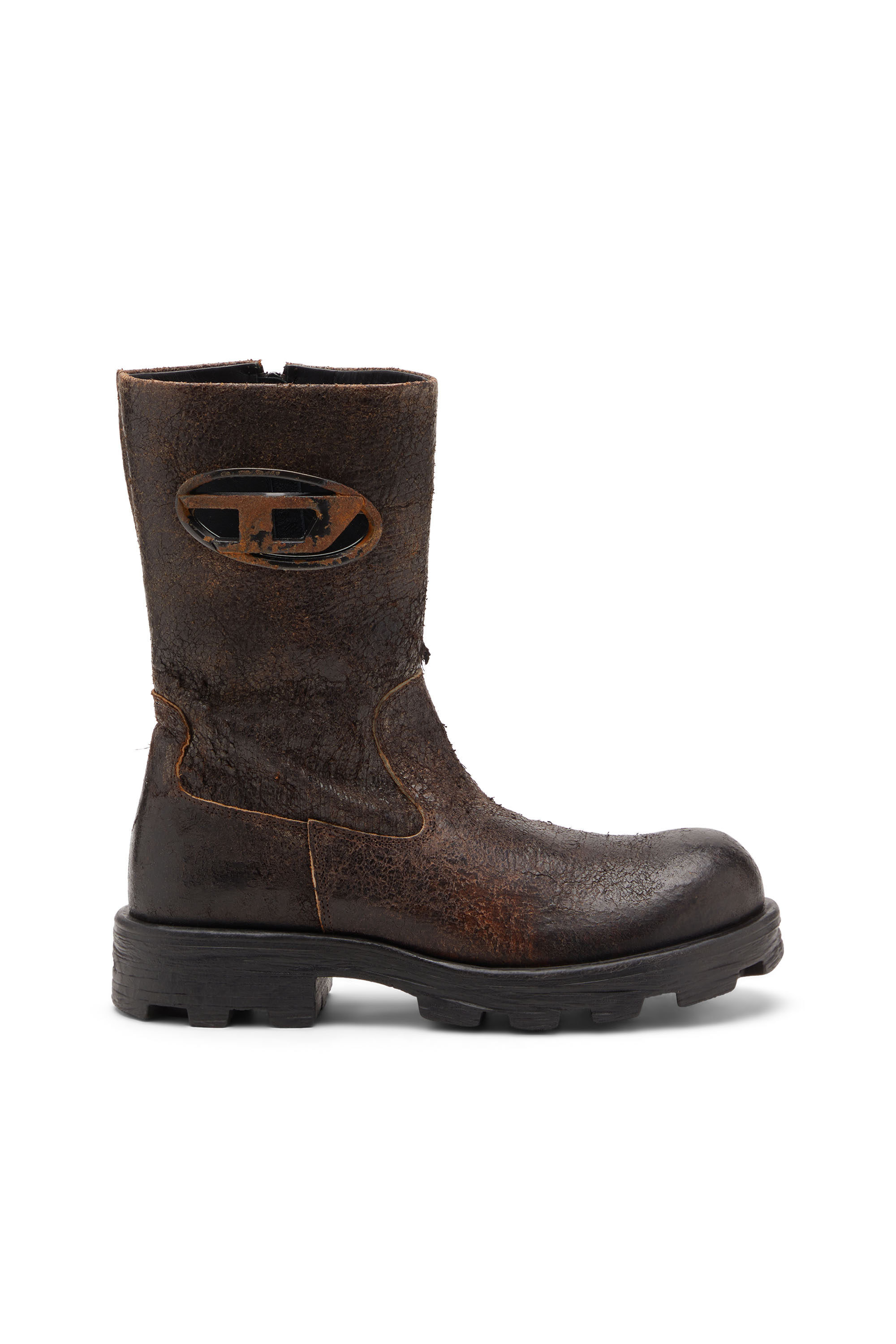 Diesel - D-HAMMER BKR D W, Woman's D-Hammer-Biker boots in distressed crackled suede in null - 1