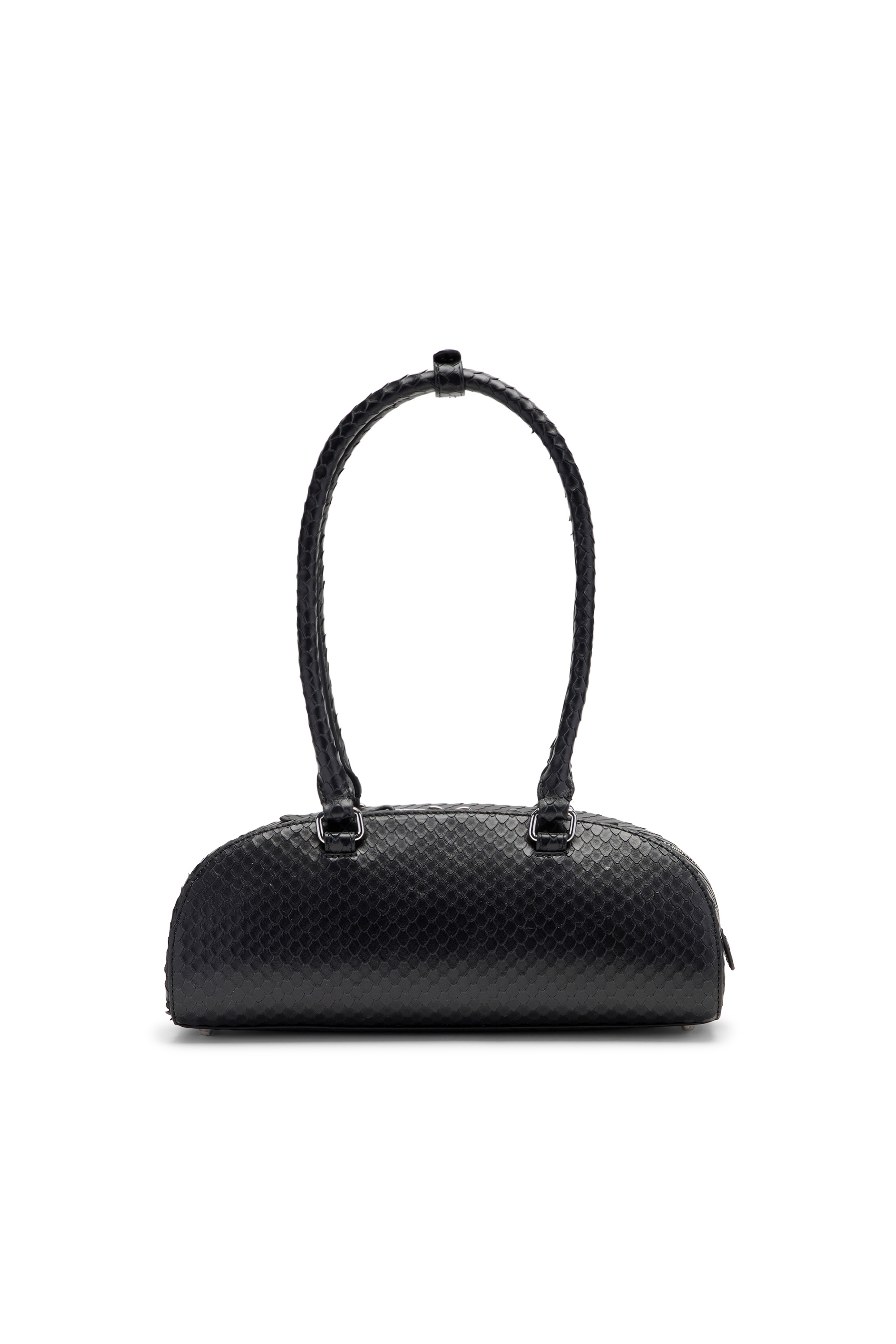 Diesel - 1DR DOME SHOULDER EW, 1DR Dome-Bolso bowling alargado en piel efecto serpiente Mujer in Negro - 3