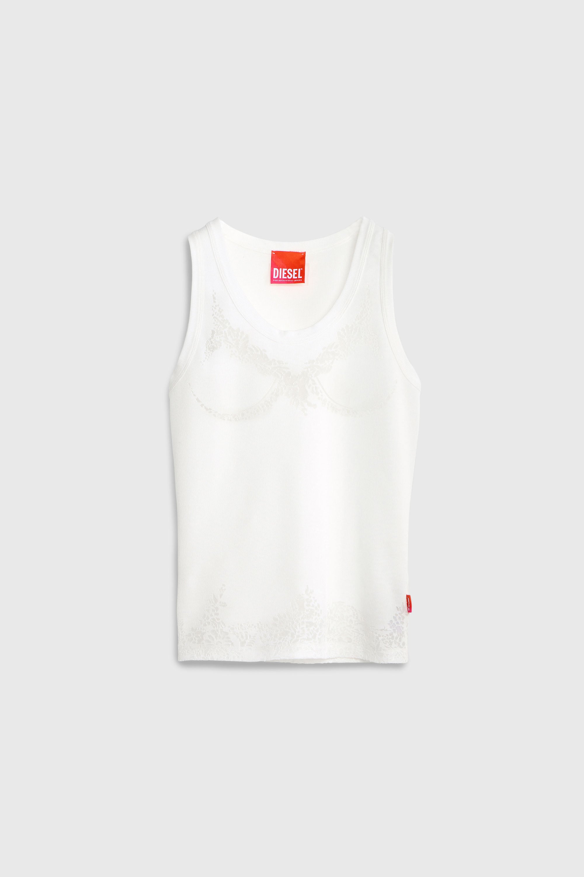 Diesel - PR-T-ANKI-LACE-R, Top de tirantes con efecto encaje devor&eacute; Mujer in Blanco - 2