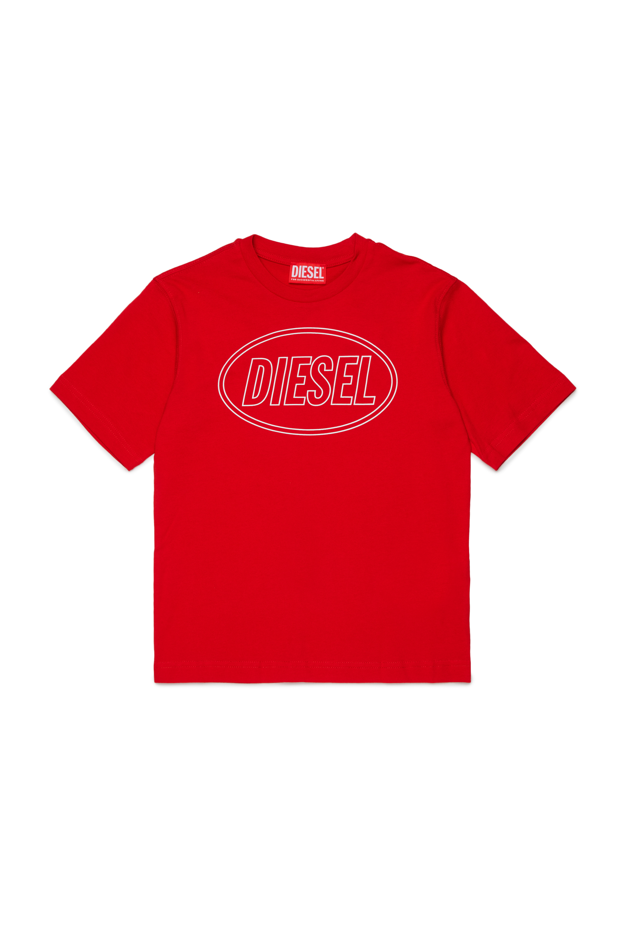 Diesel - TCIRCLE OVER, Man's Cotton T-shirt with Diesel print in Red - 1