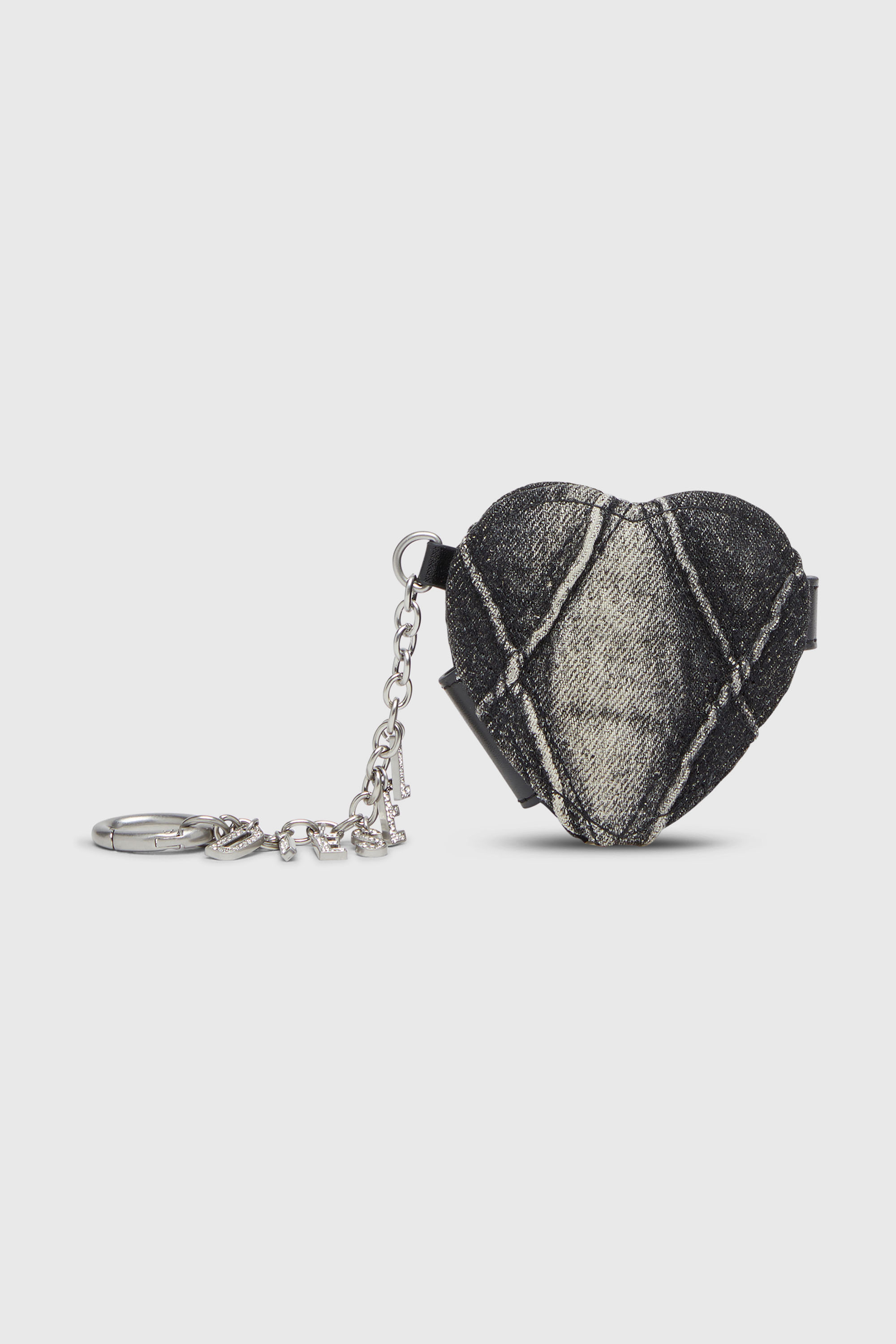 Diesel - CHARM-D MIRROR, Colgante en forma de espejo en denim acolchado con motivo argyle Mujer in Negro - 1