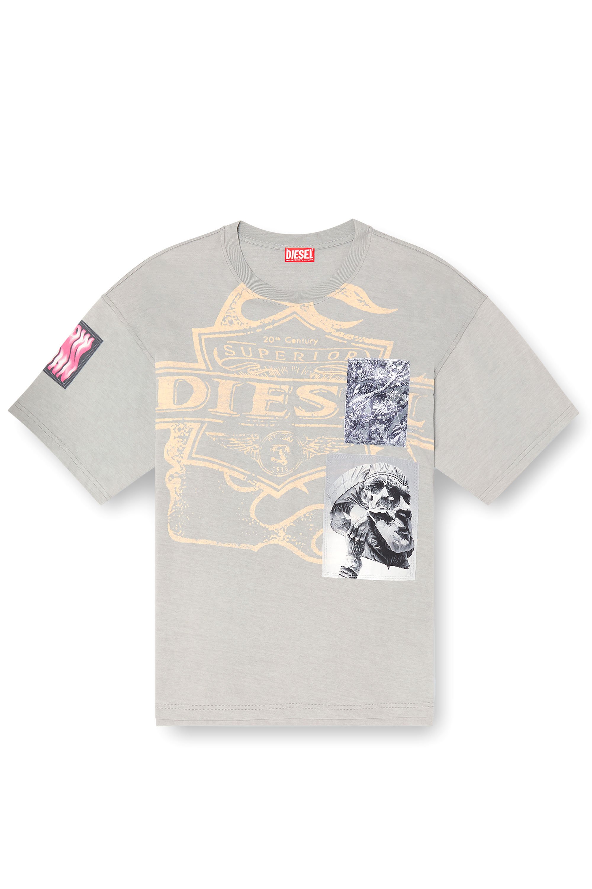 Diesel - T-BOXT-SLITS-R8, Camiseta con detalles de parche Hombre in Gris - 3