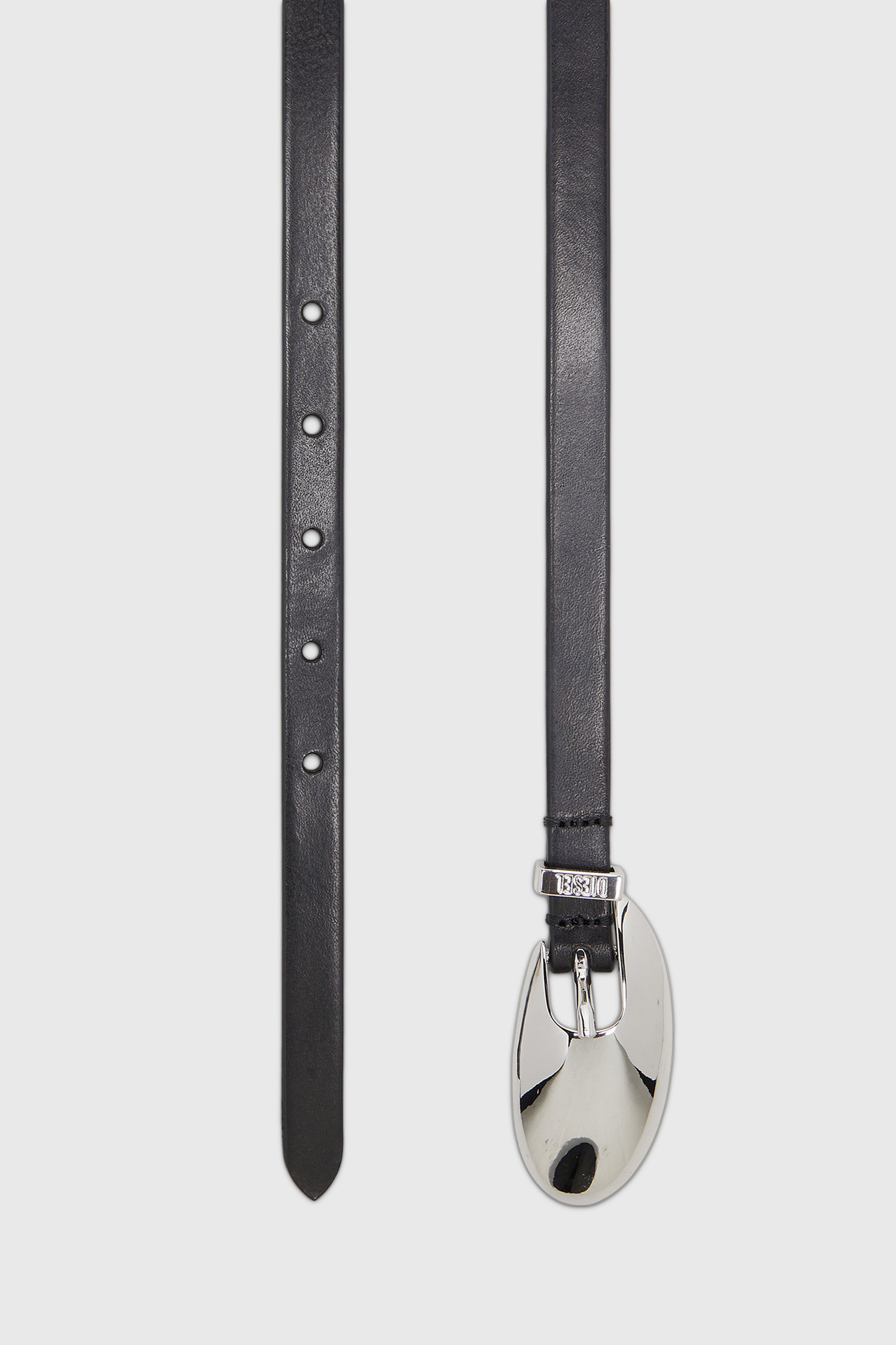 Diesel - B-ROP 15, Cintur&oacute;n 1.5 cm fino de cuero con hebilla escult&oacute;rica Mujer in Negro - 2