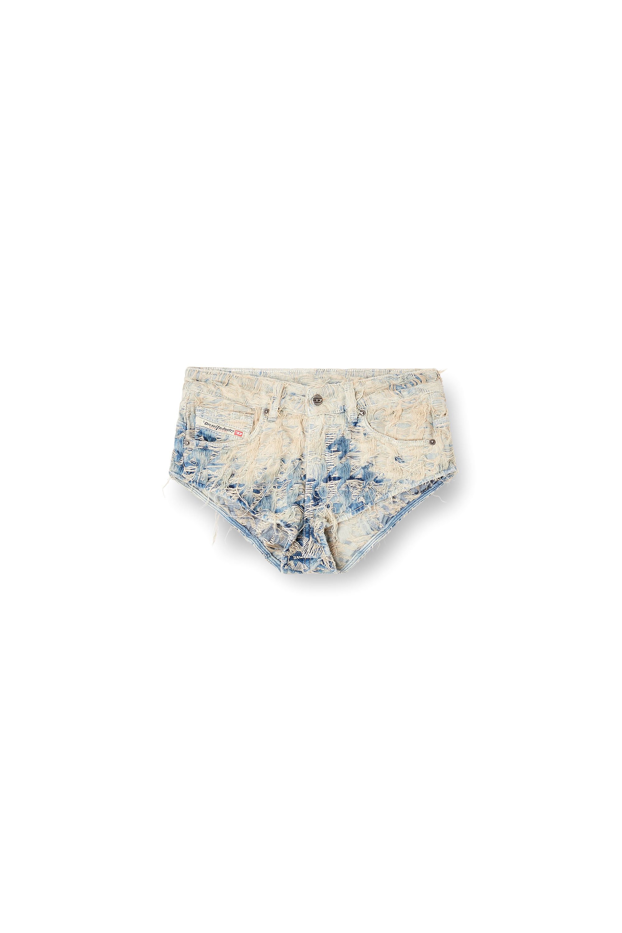 Diesel - DE-JIZZ-FSH1, Pantalones cortos en tejido denim con tejido de pata de gallo Mujer in Azul marino - 3