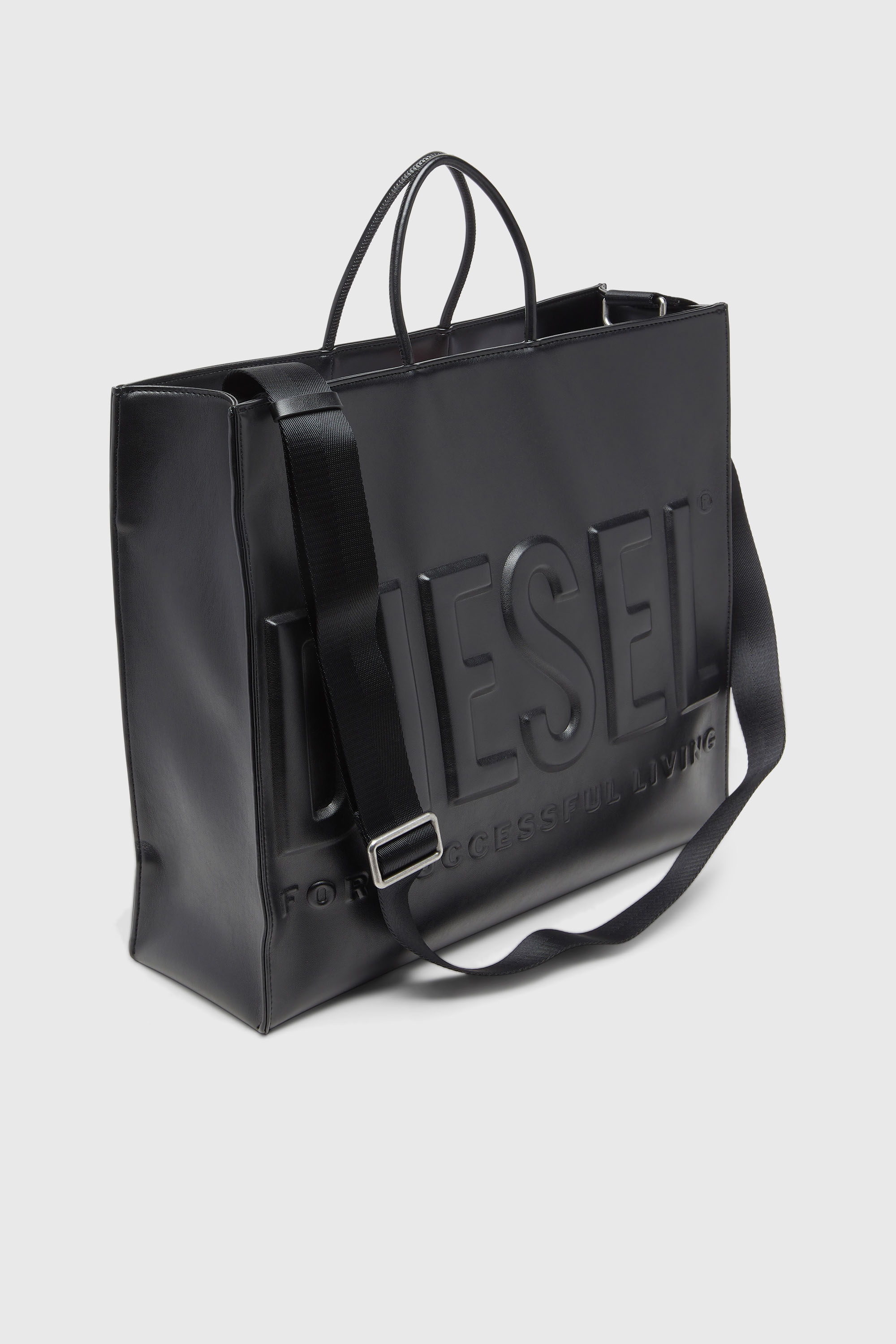Diesel - DSL 3D SHOPPER EW X, Dsl 3D-Bolso de compras con logotipo en relieve Unisex in Negro - 6