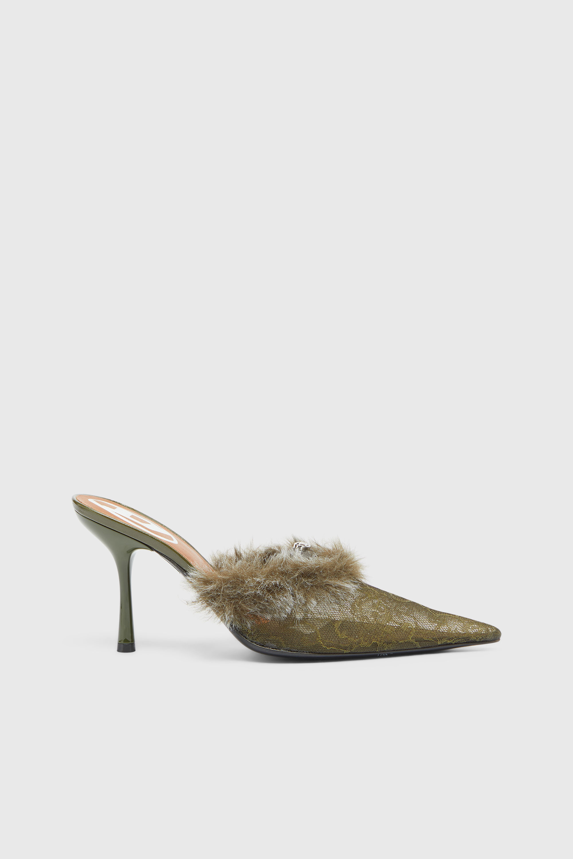 Diesel - D-JEWELS  MULE FUR 90, D-Jewels - Mules de nailon con ribete suave Mujer in Verde - 1
